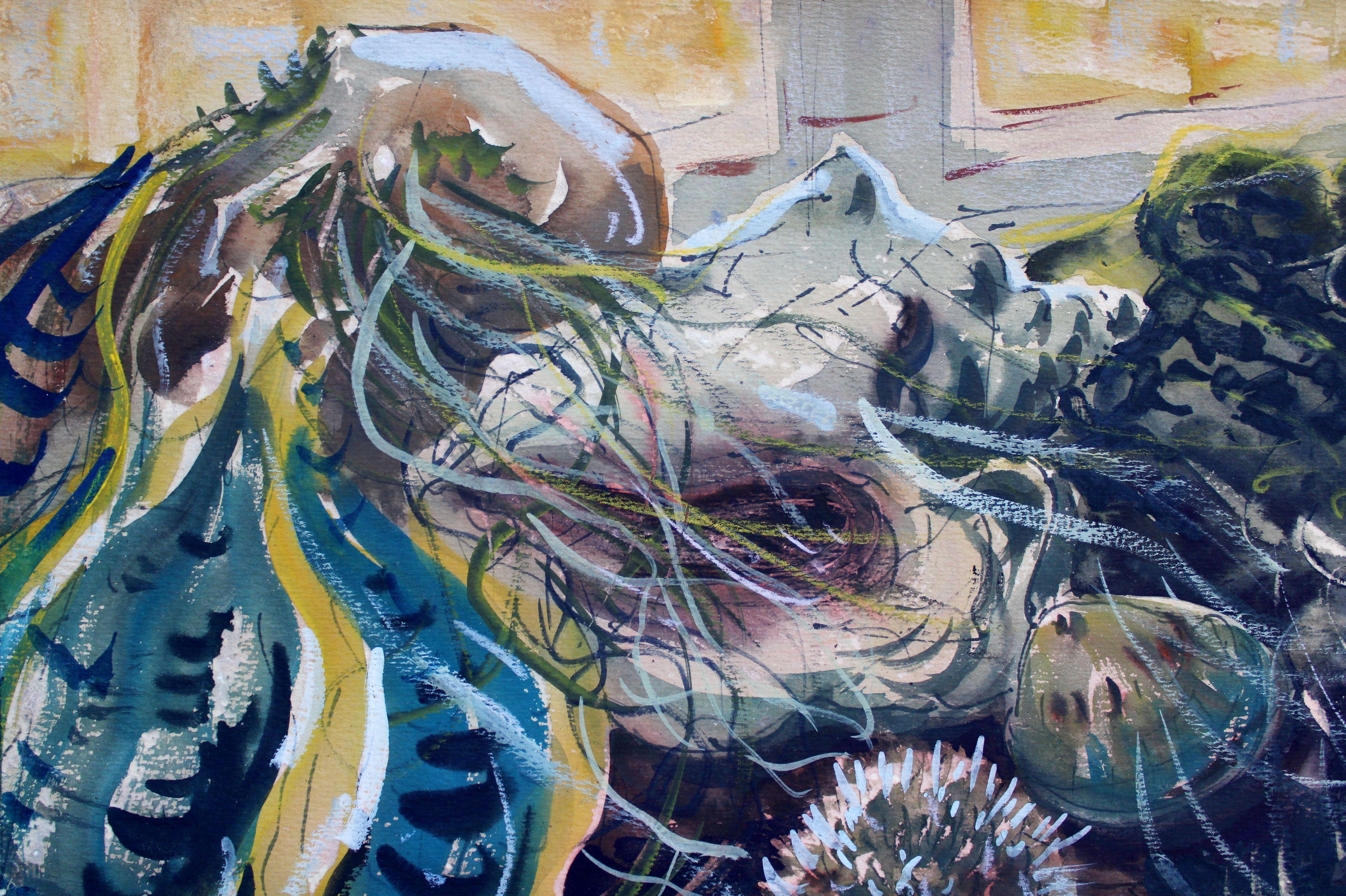 Crab. 1971, watercolor on paper, 63 x 69, 3 cm For Sale 2