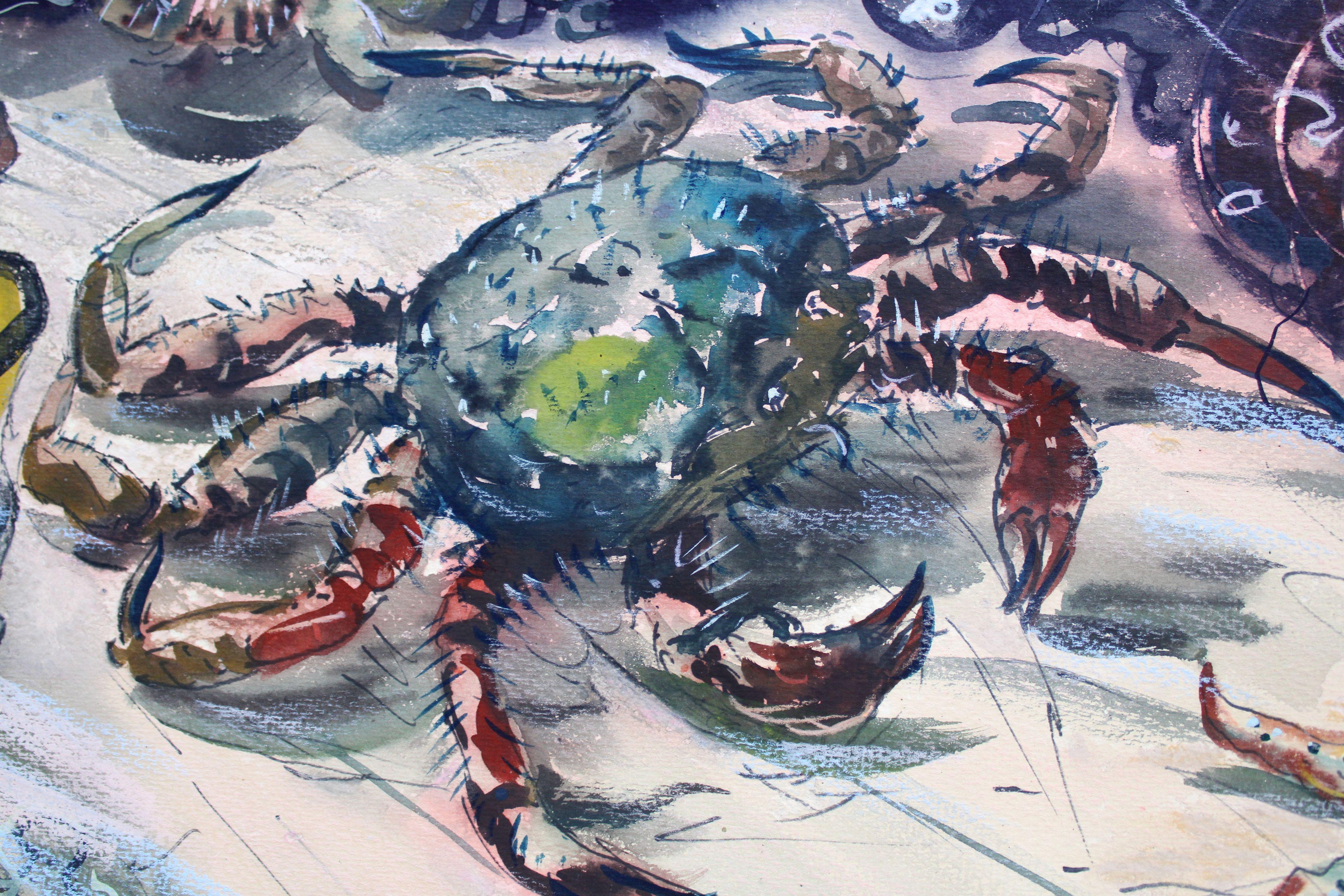 Crab. 1971, watercolor on paper, 63x69,3 cm
Underwater world 

Janis Brekte (1920.15.VIII – 1985.27.XII)
Janis Brekte his first artistic education got in drawing courses of K. Brencens (1936 – 39).
He studied in Latvia Art academy (1940 – 48) and