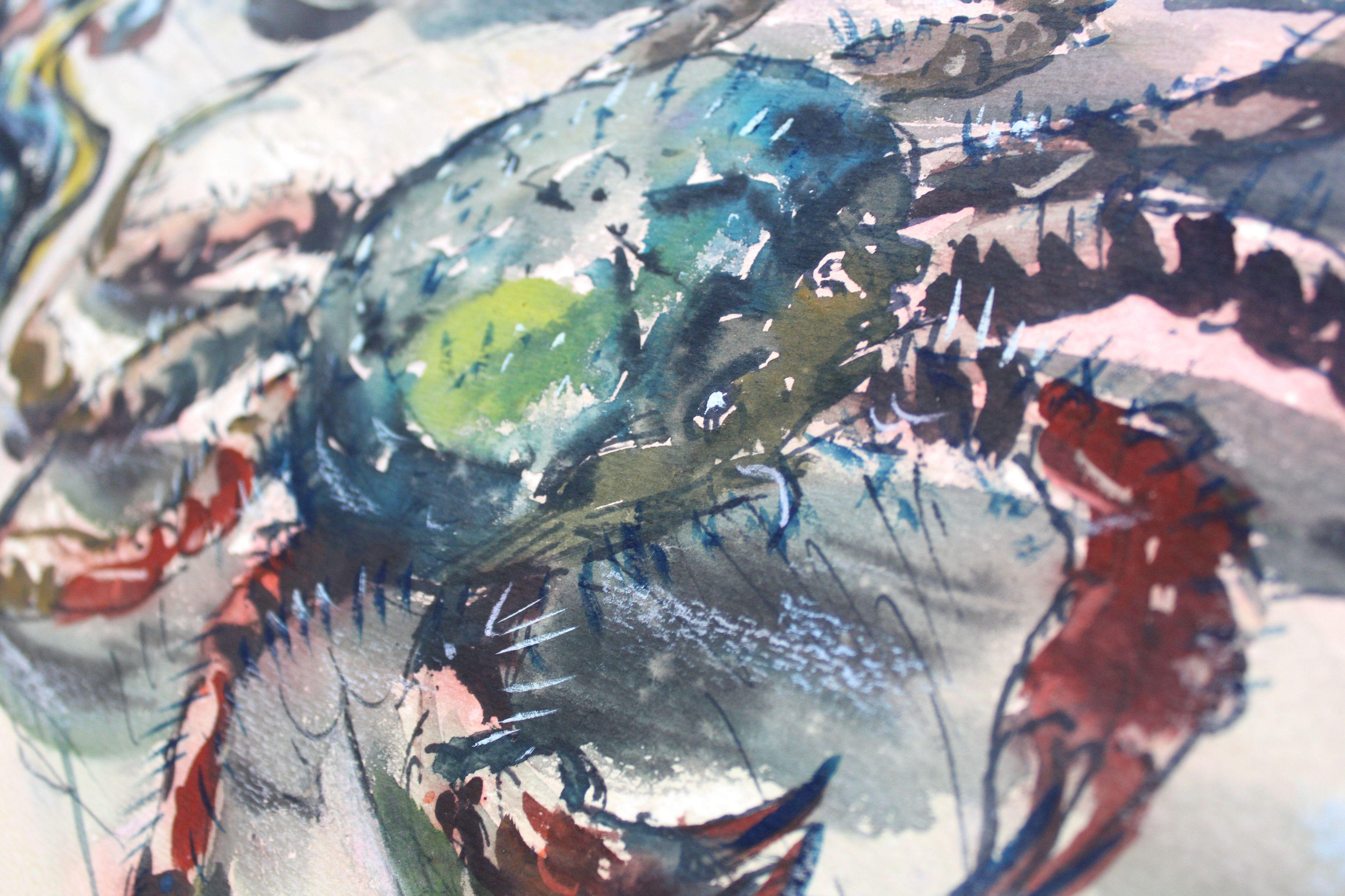 Crab. 1971, watercolor on paper, 63 x 69, 3 cm For Sale 5