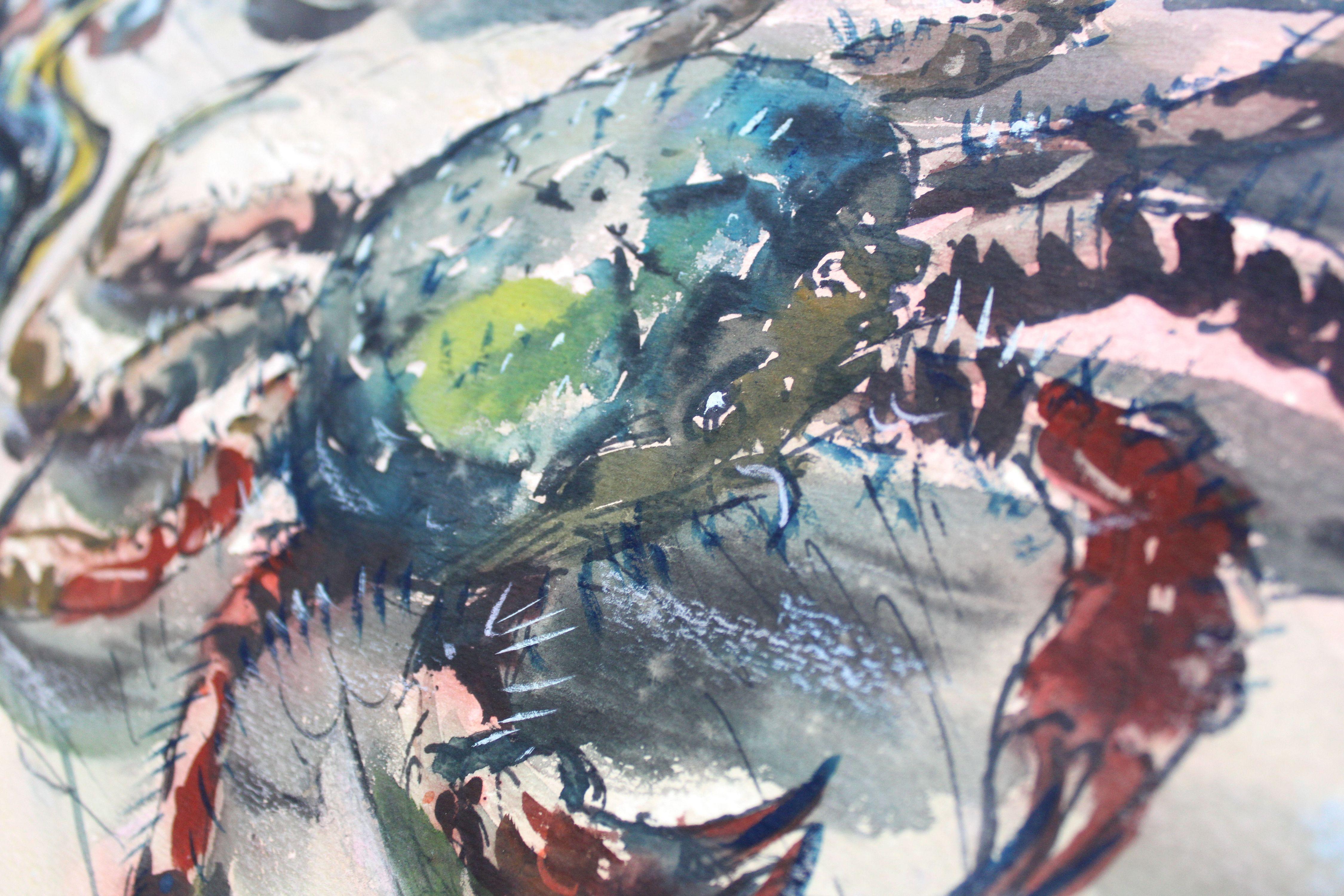 Crab. 1971, watercolor on paper, 63 x 69, 3 cm For Sale 4