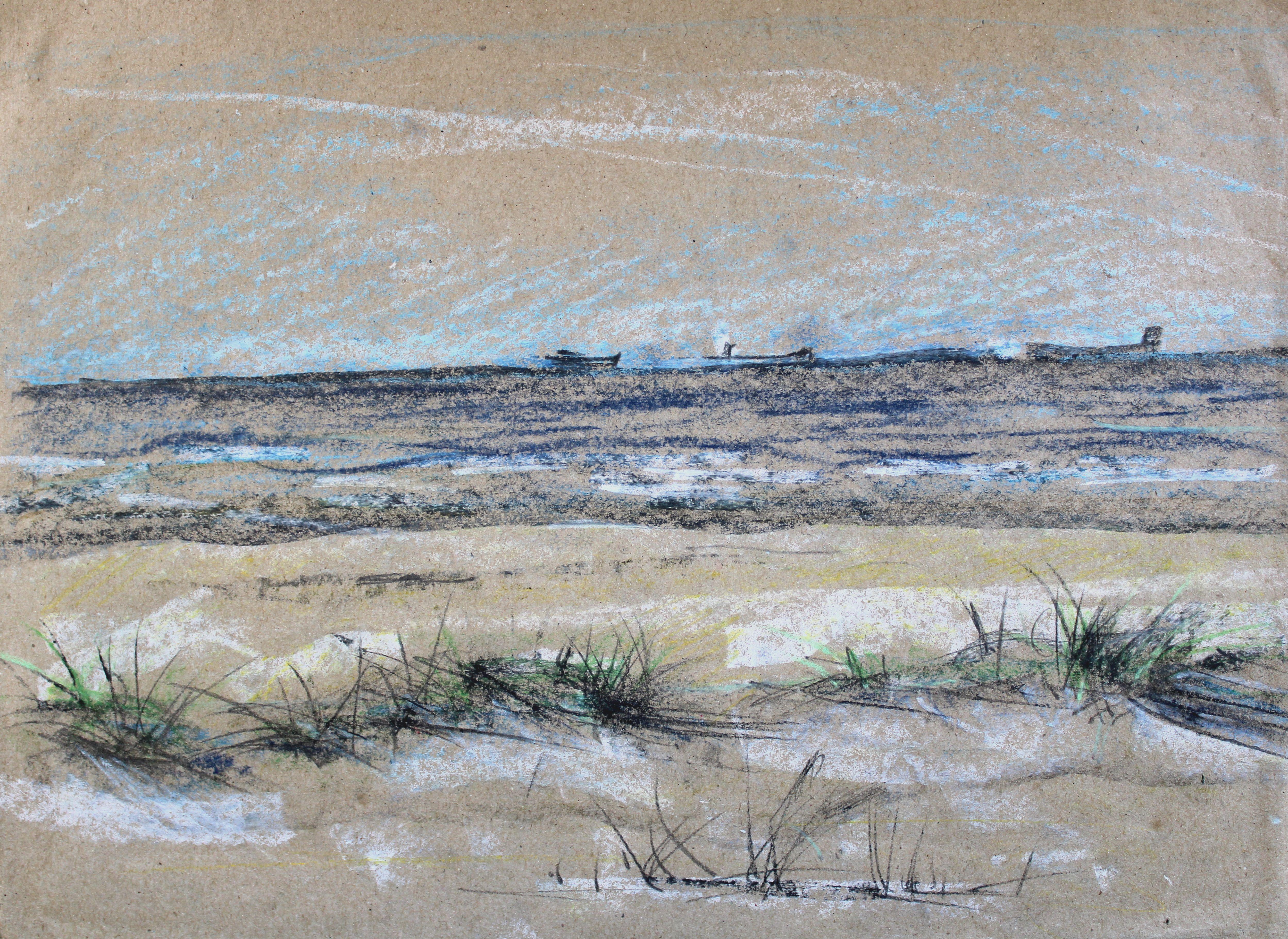 In riva al mare. Carta, pastello 27x33 cm