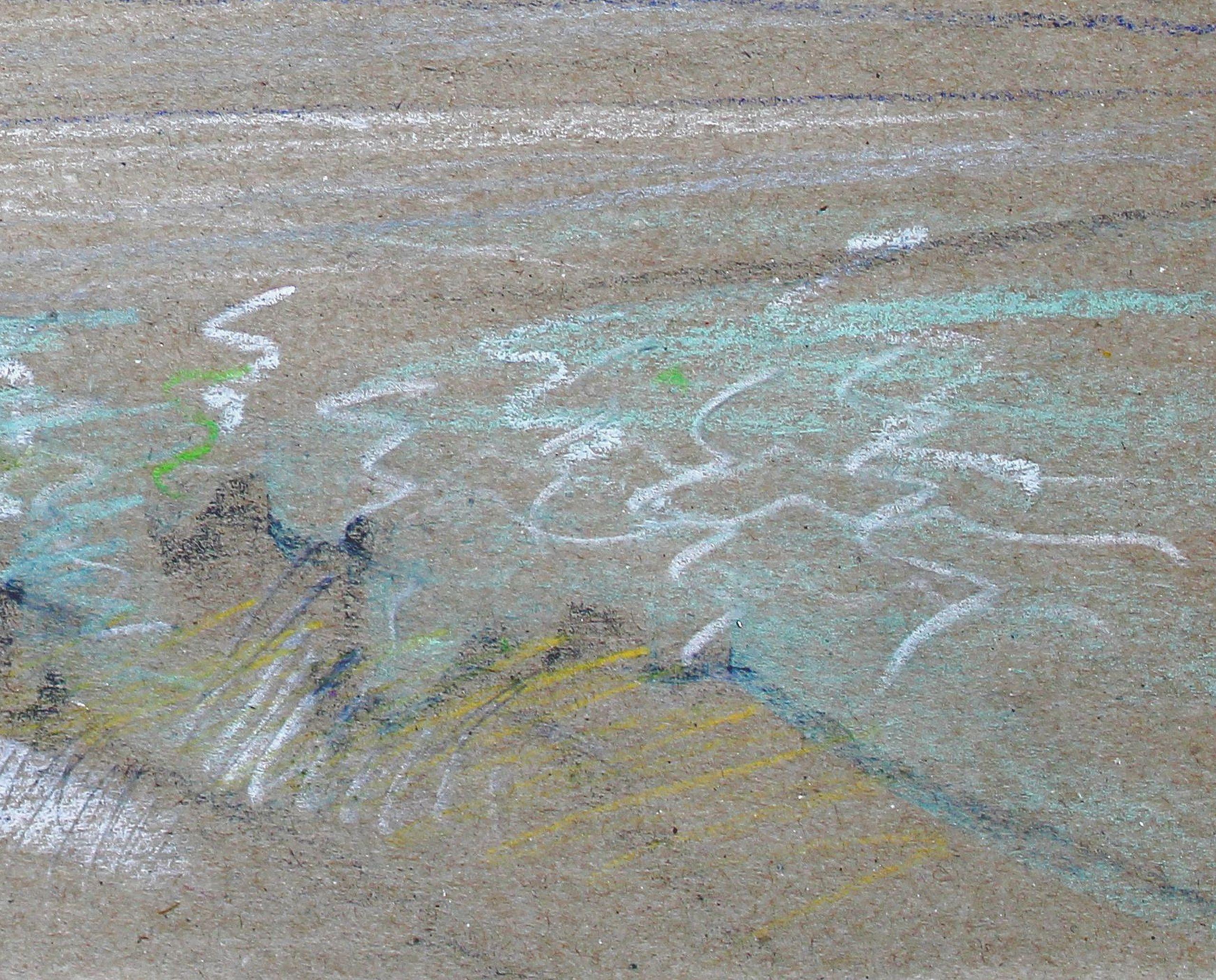 White sailboat. Paper, pastel 27x33 cm - Art by Victor Karnauh 