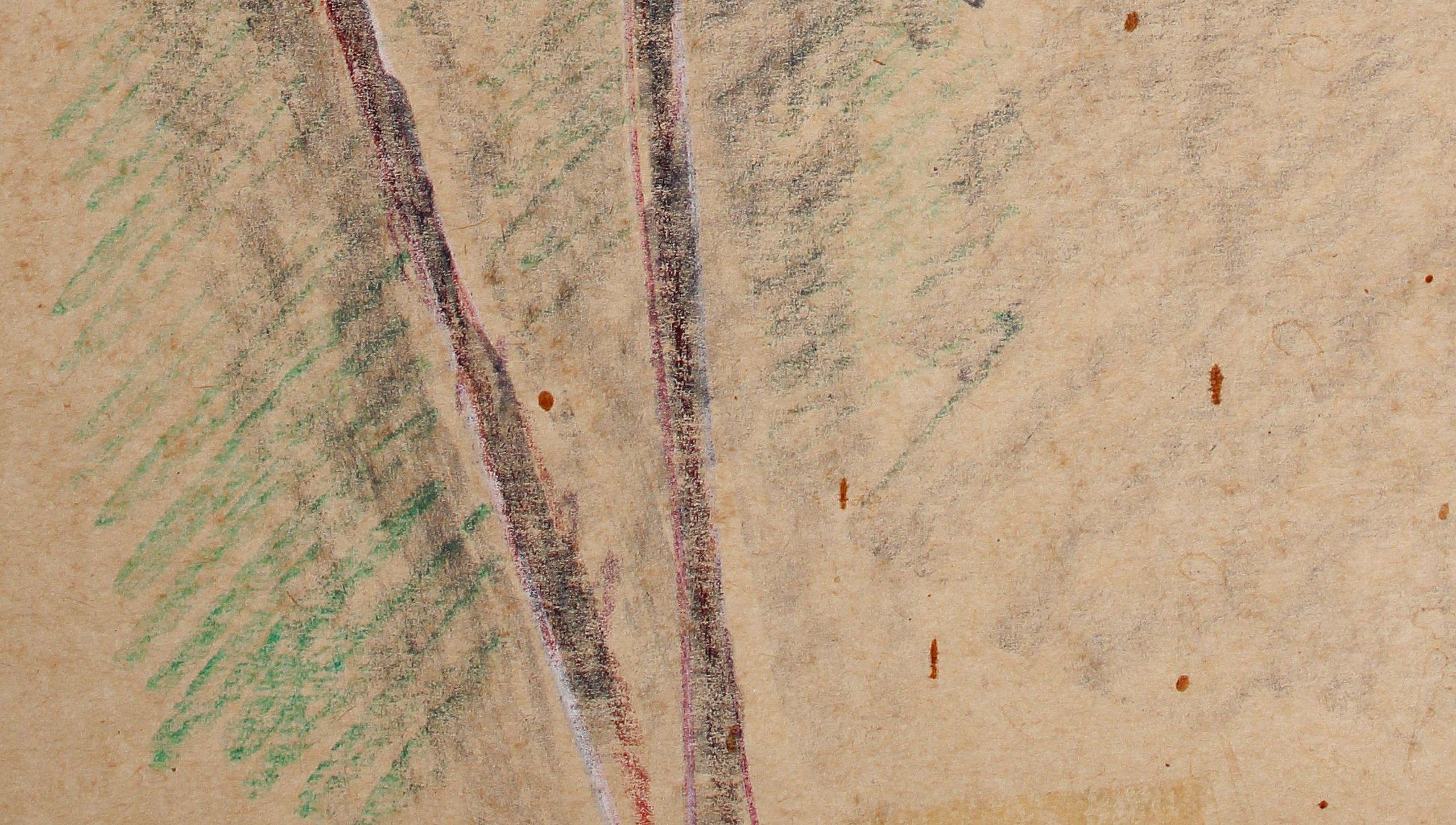 Blume. Papier, Pastell 33x27 cm – Art von Victor Karnauh 