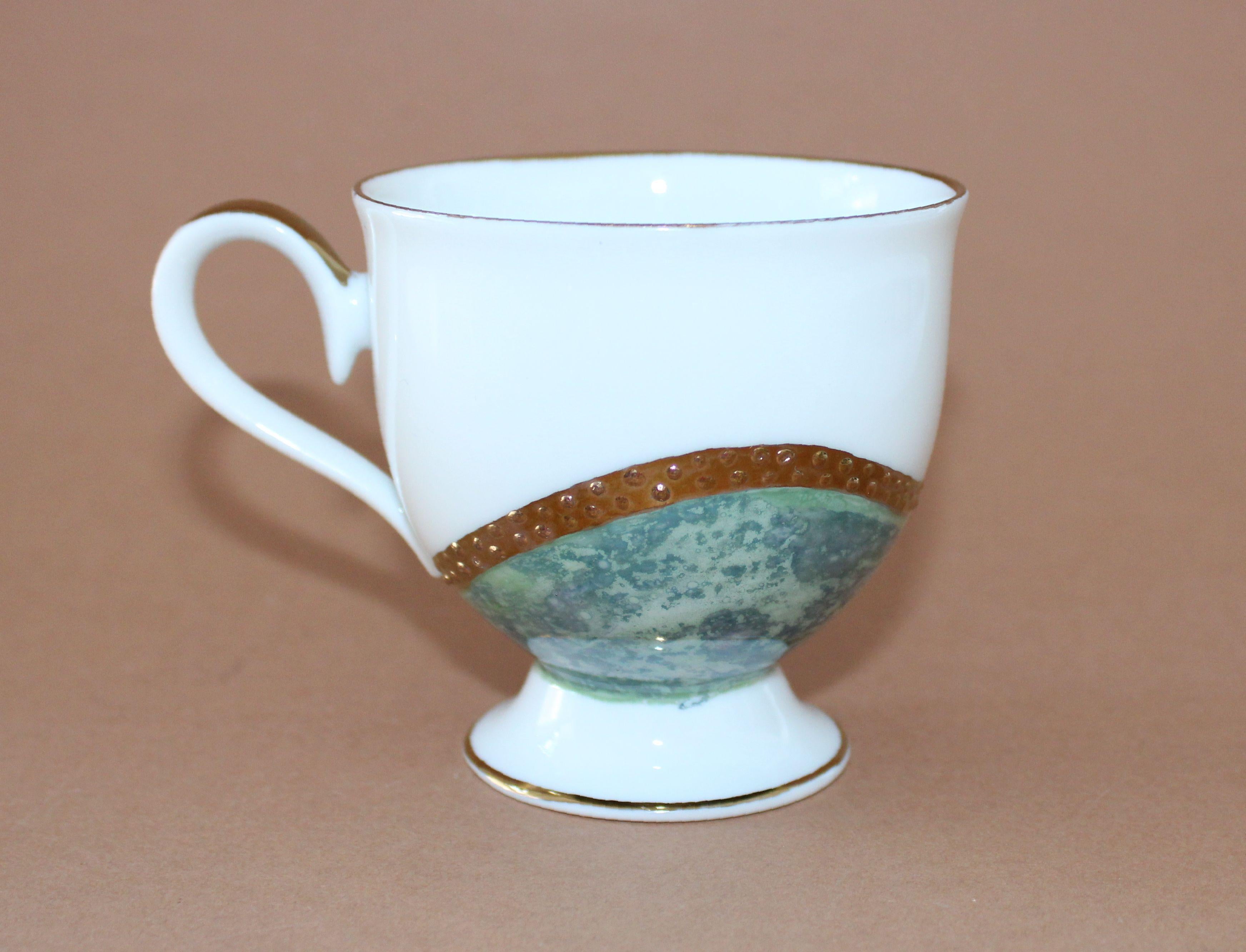 Coffee trio by Antonina Paskevica, cup height 7, 5 cm; diameter 8 cm For Sale 6