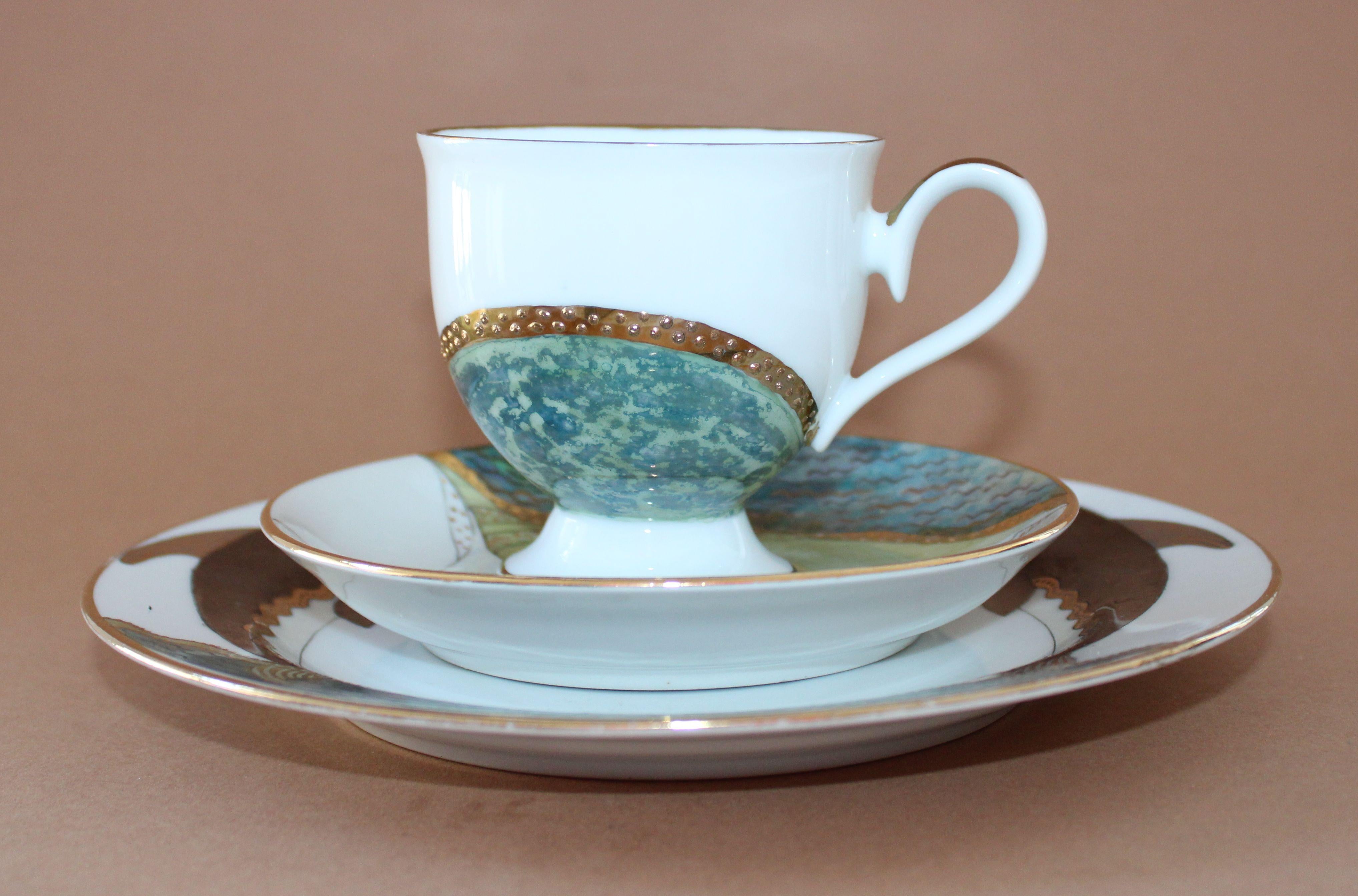 Coffee trio by Antonina Paskevica, cup height 7, 5 cm; diameter 8 cm For Sale 10
