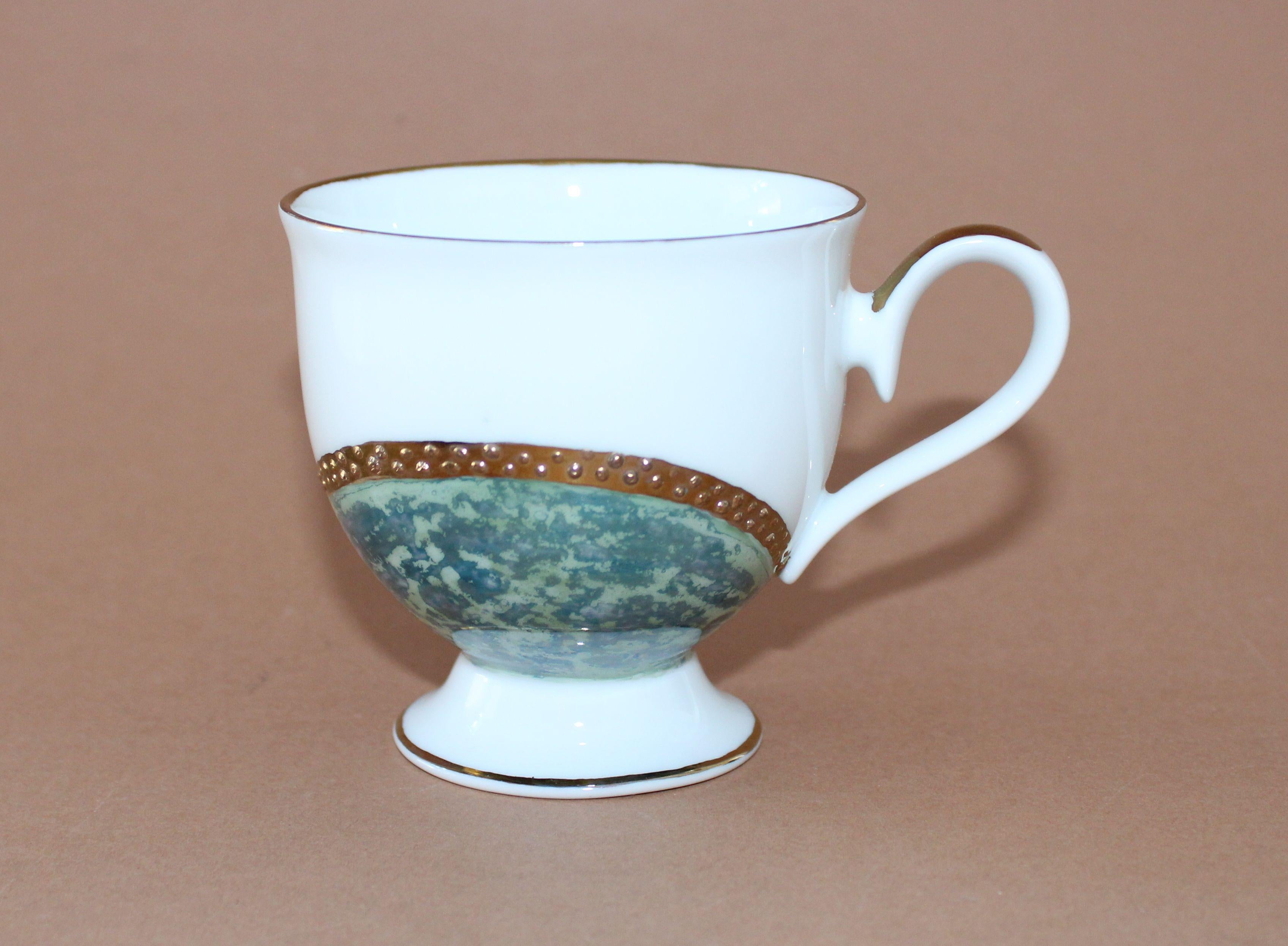 Coffee trio by Antonina Paskevica, cup height 7, 5 cm; diameter 8 cm For Sale 5