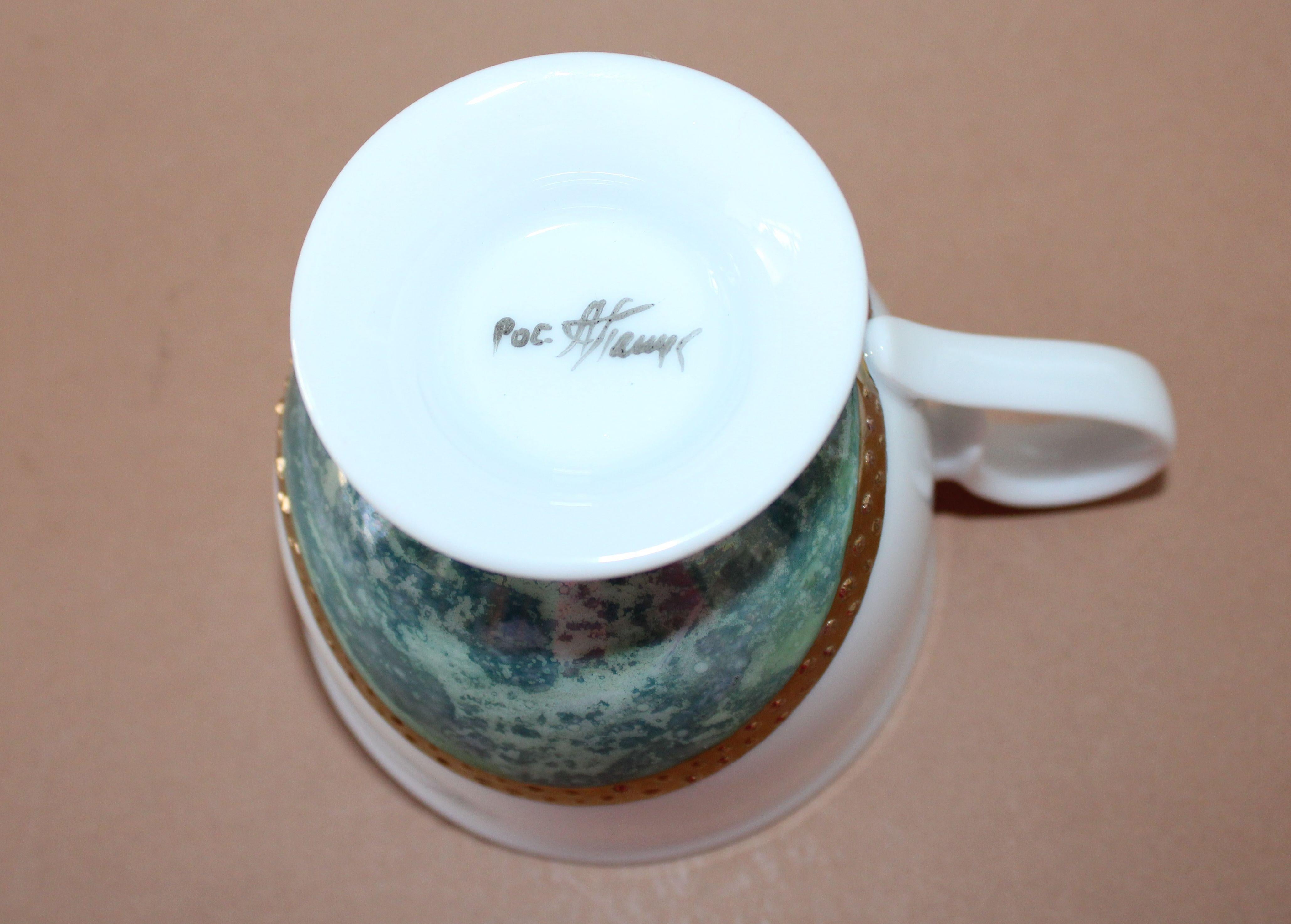Coffee trio by Antonina Paskevica, cup height 7, 5 cm; diameter 8 cm For Sale 8