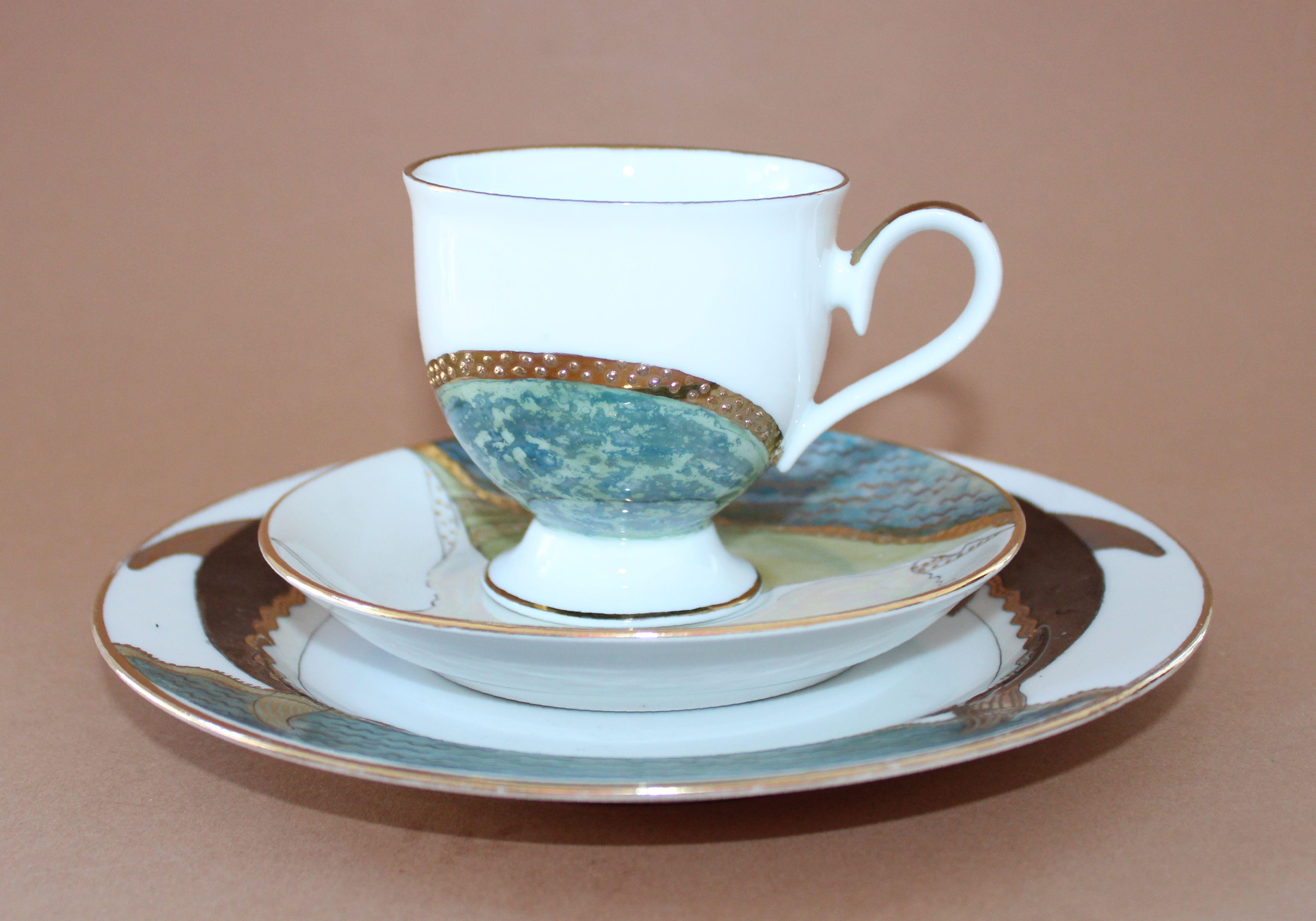 Coffee trio by Antonina Paskevica, cup height 7, 5 cm; diameter 8 cm For Sale 9