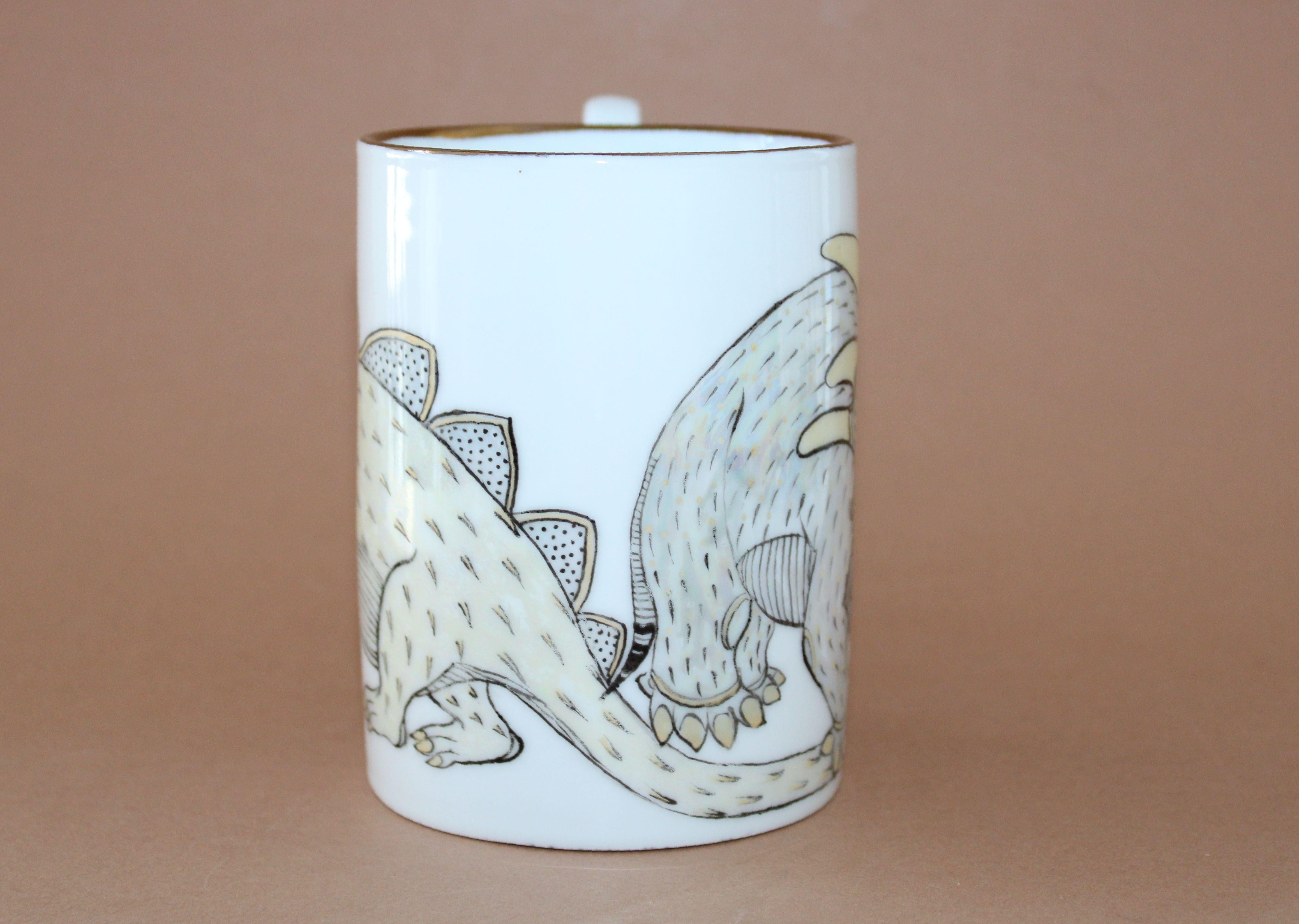 Mug with dinosaurs. porcelain h 11, 5 cm; d 8, 5 cm For Sale 1