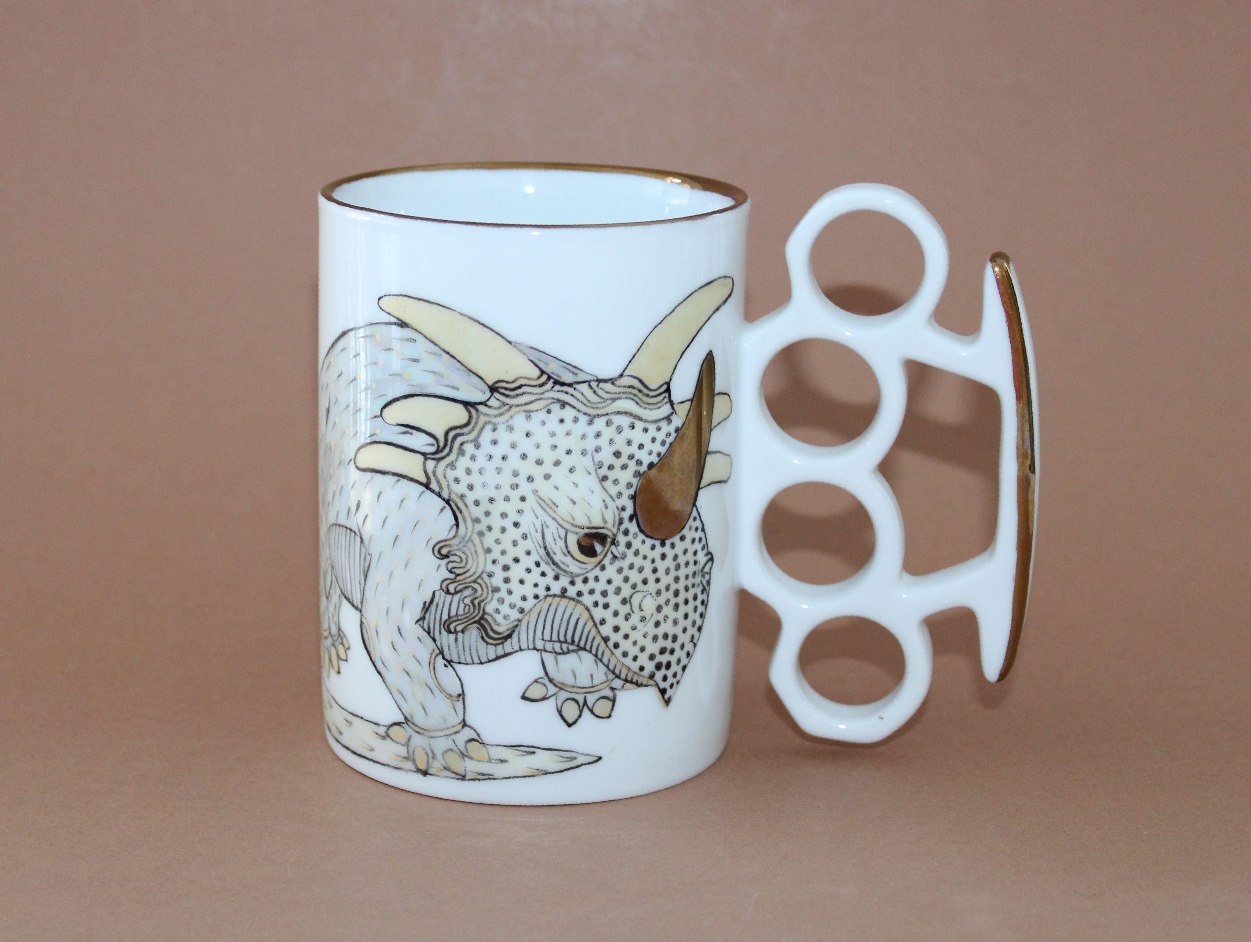 Mug with dinosaurs. porcelain h 11, 5 cm; d 8, 5 cm - Modern Art by Antonina Paskevica 