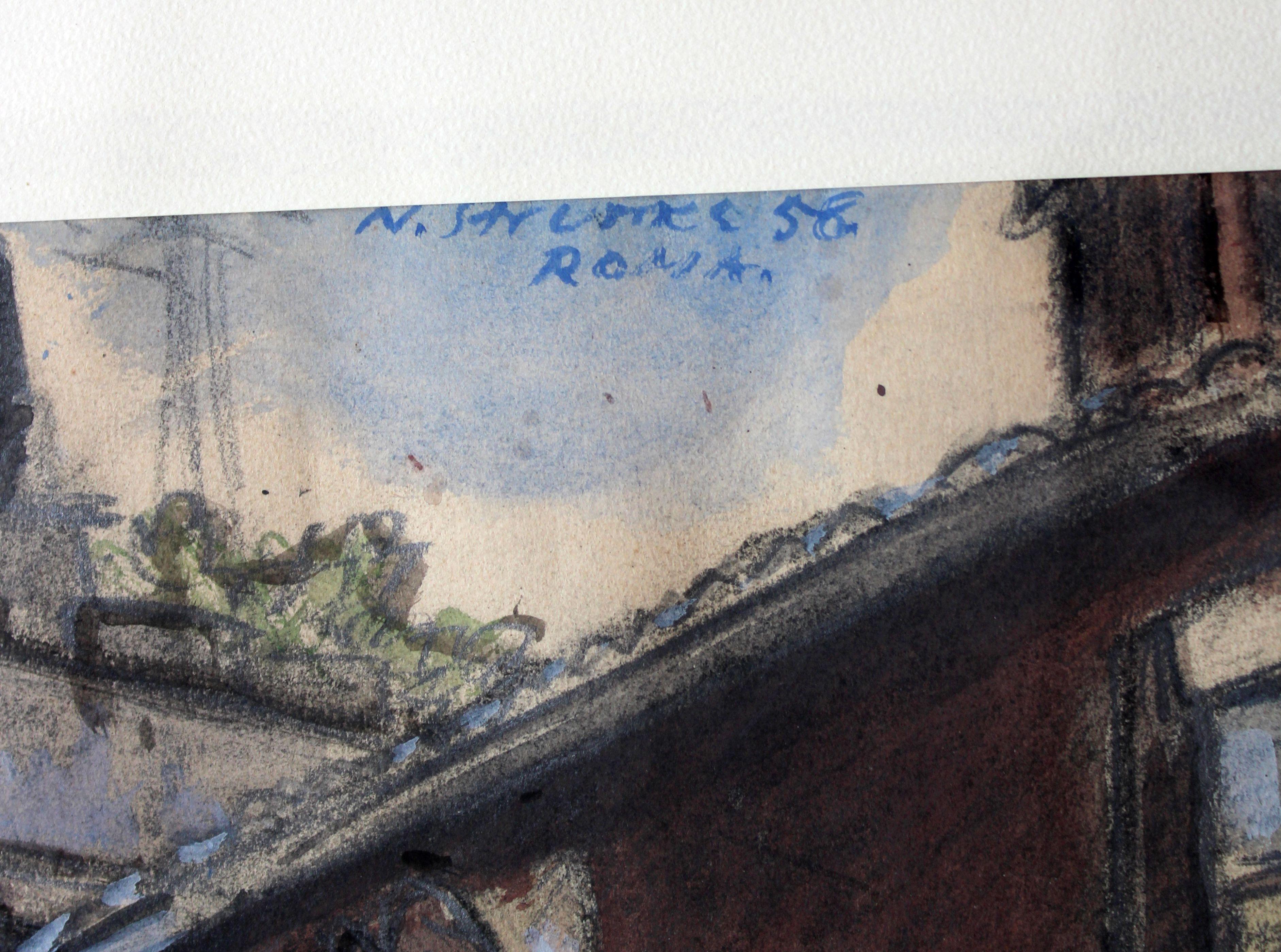 Rome. 1956, papier, techniques mixtes, 44x34 cm - Art de Niklavs Strunke