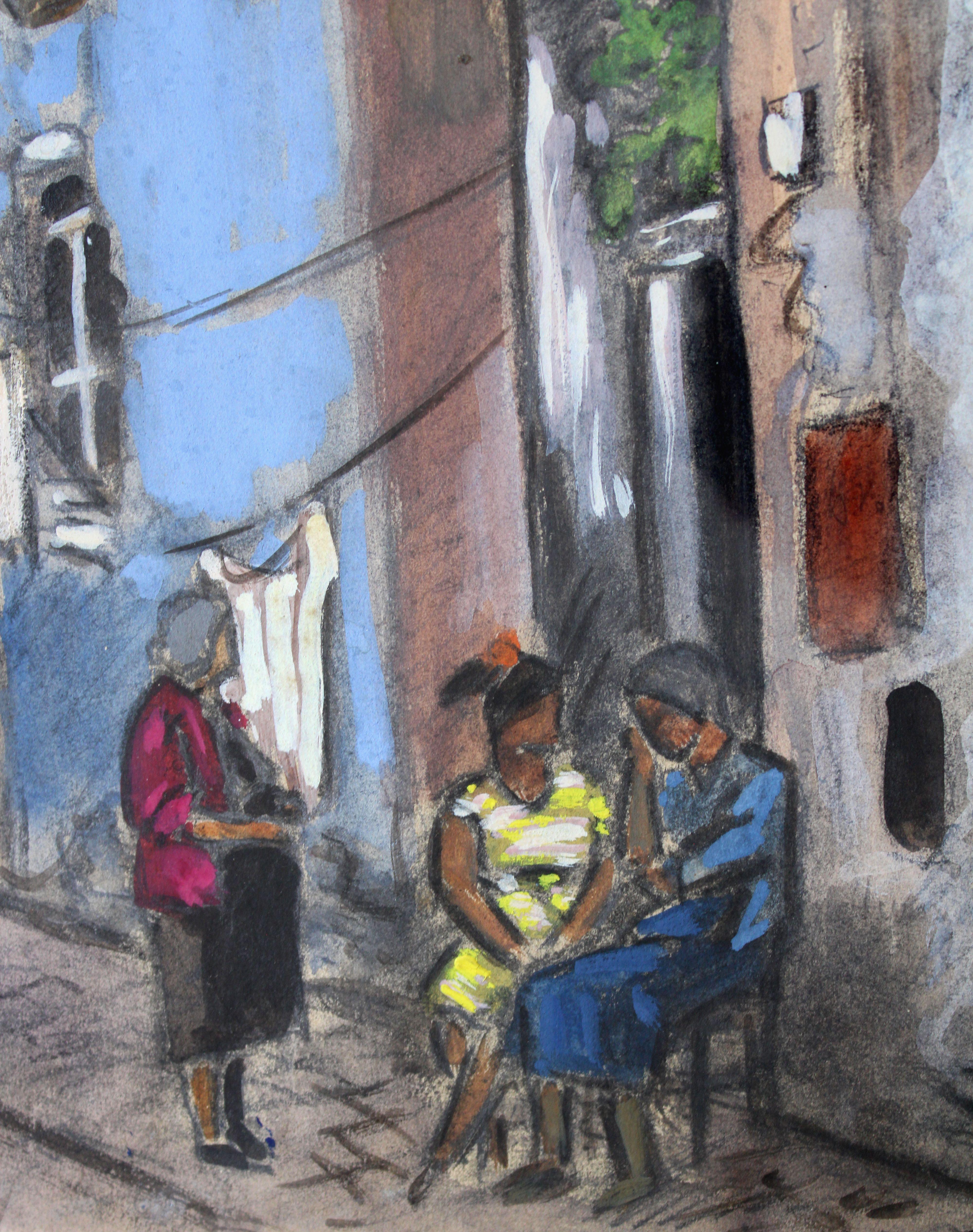 Rome. 1956, papier, techniques mixtes, 44x34 cm - Impressionnisme Art par Niklavs Strunke