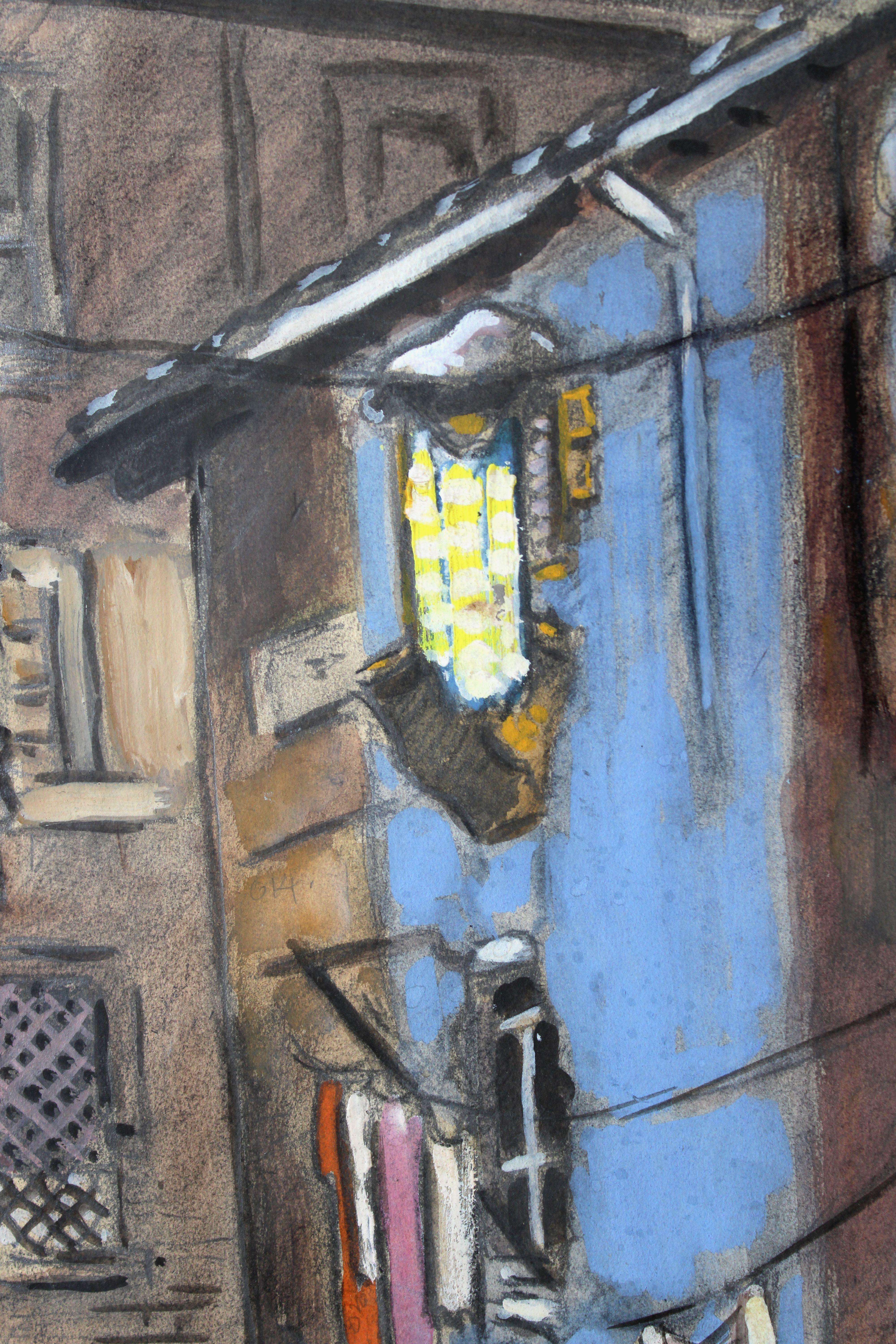 Rome. 1956, papier, techniques mixtes, 44x34 cm - Gris Figurative Art par Niklavs Strunke