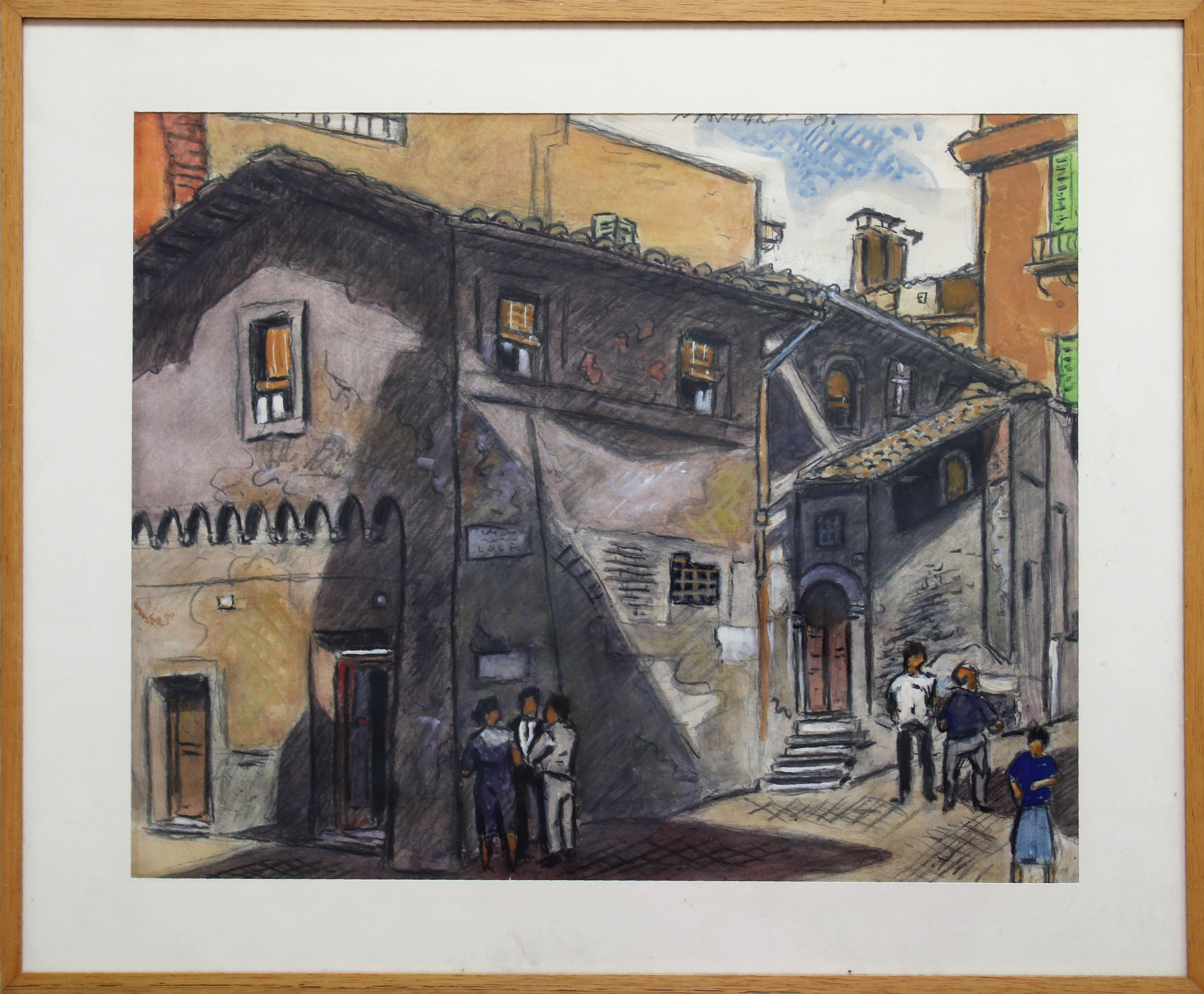 In Italia. 1969, carta, tecnica mista, 38x46 cm in vendita 2