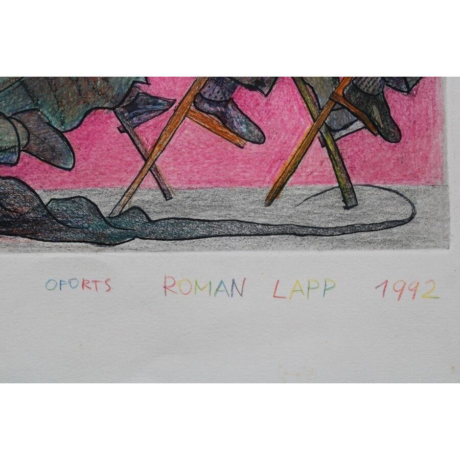 Roman Lapp (1961. 24. VII Moscow) – painter

Artist learned drawing to M. Zuhovickis.

 He graduated Art Academy of Latvia, department of monumental painting (1988) with diploma work “Design for transportable circus” under guidance I. Zarins.

He