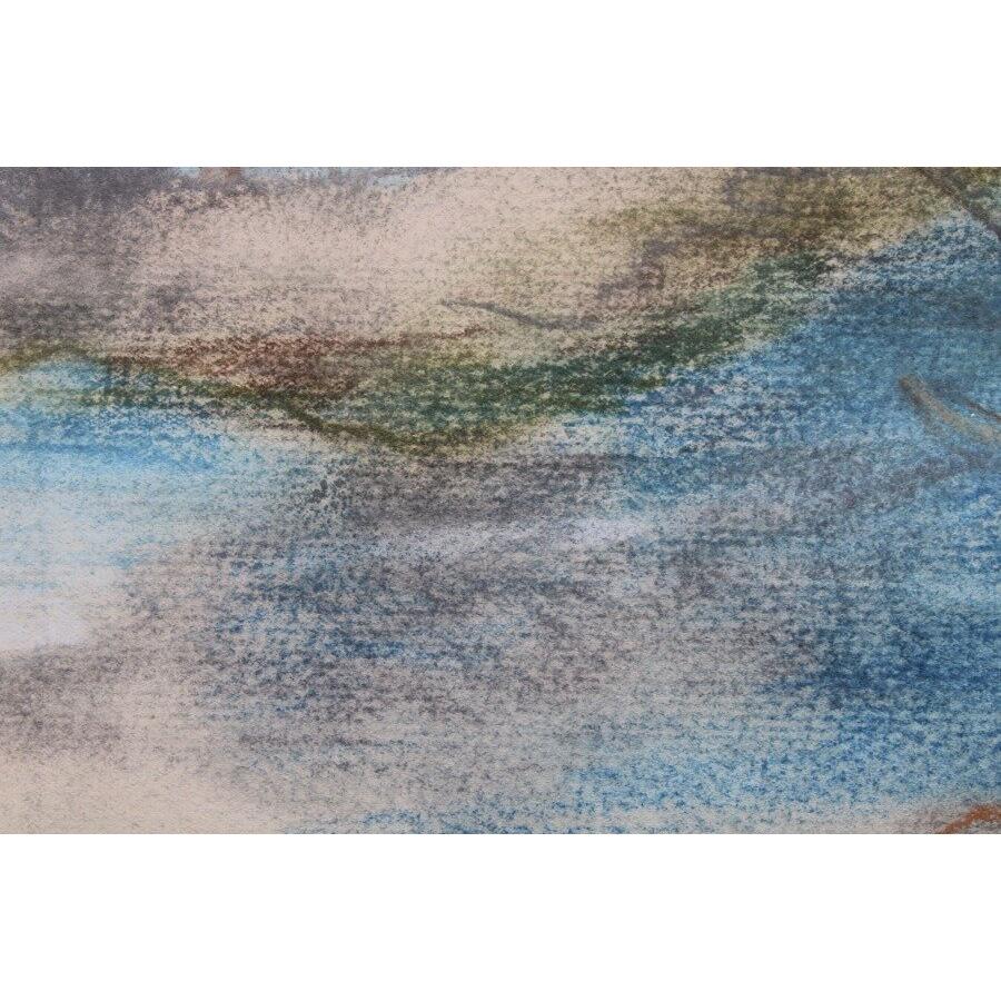 River Flooded. 1950s. Papier, pastel. 26,5x35,5 cm en vente 1