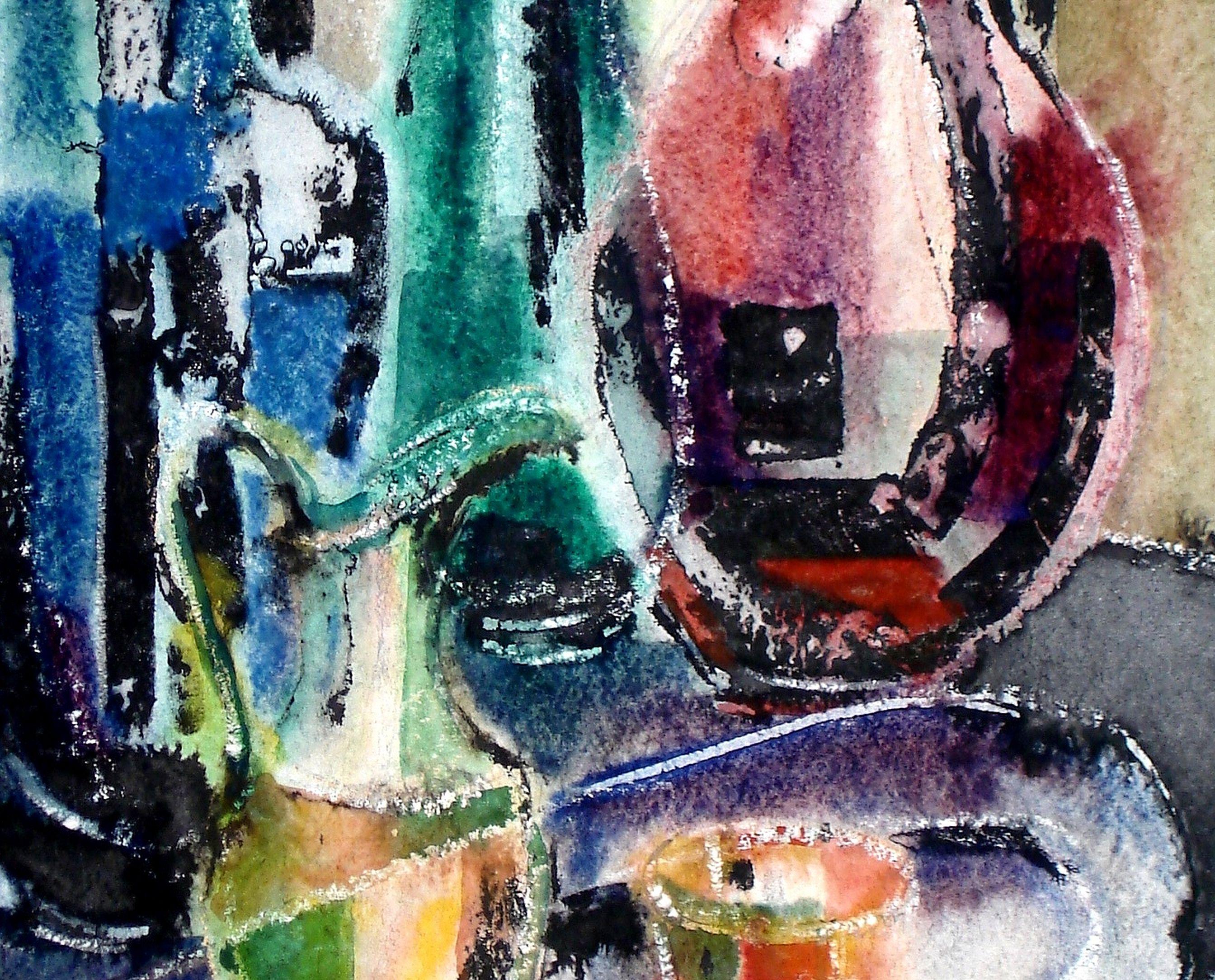 Tazza su un vassoio. Anni '70, carta, acquerello, 76x55 cm - Art Impressionismo di Jekabs Arturs Springis 