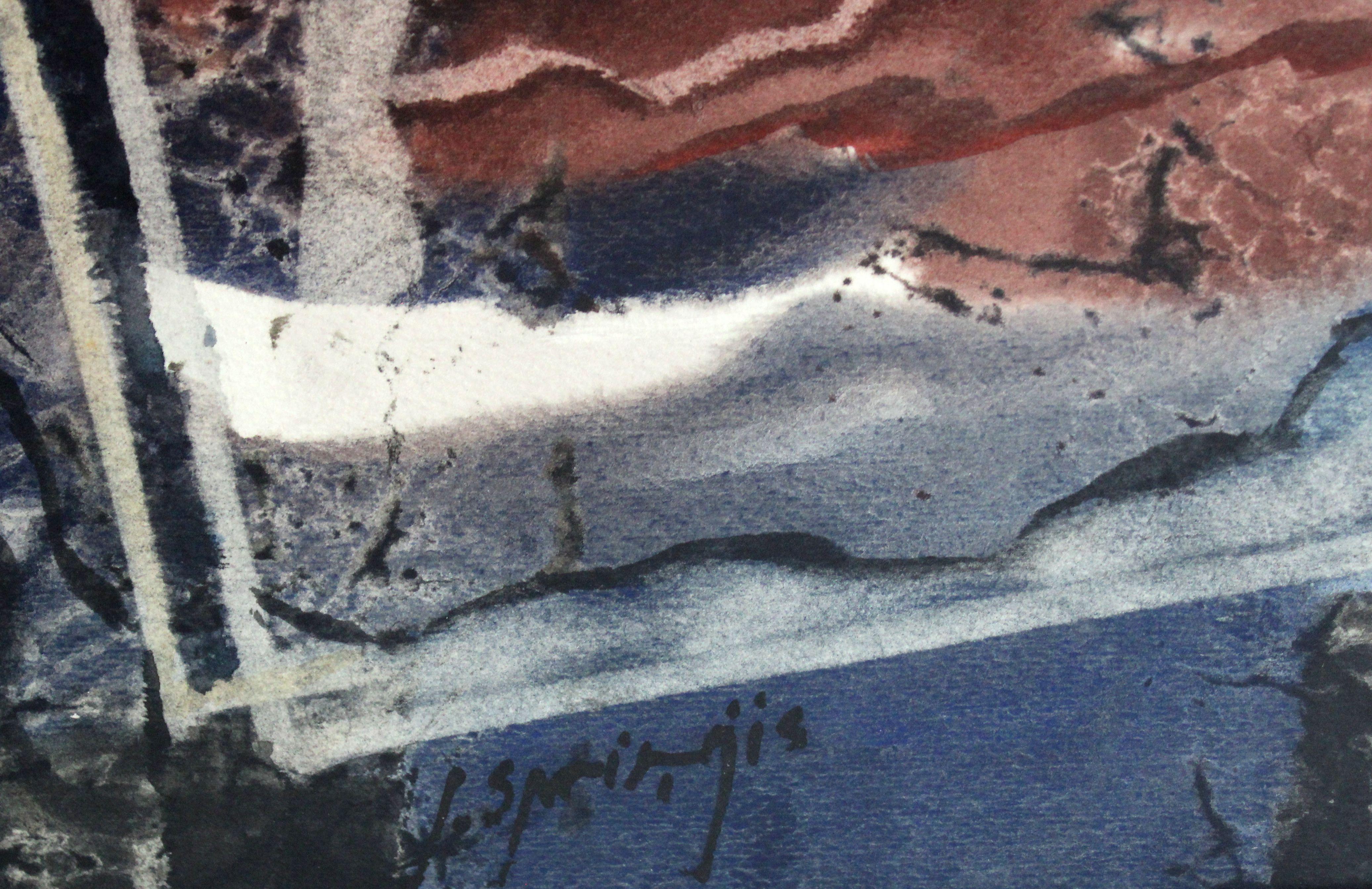 Abstract composition. 1994, paper, watercolor, 75 x 55 cm - Gray Still-Life by Jekabs Arturs Springis 