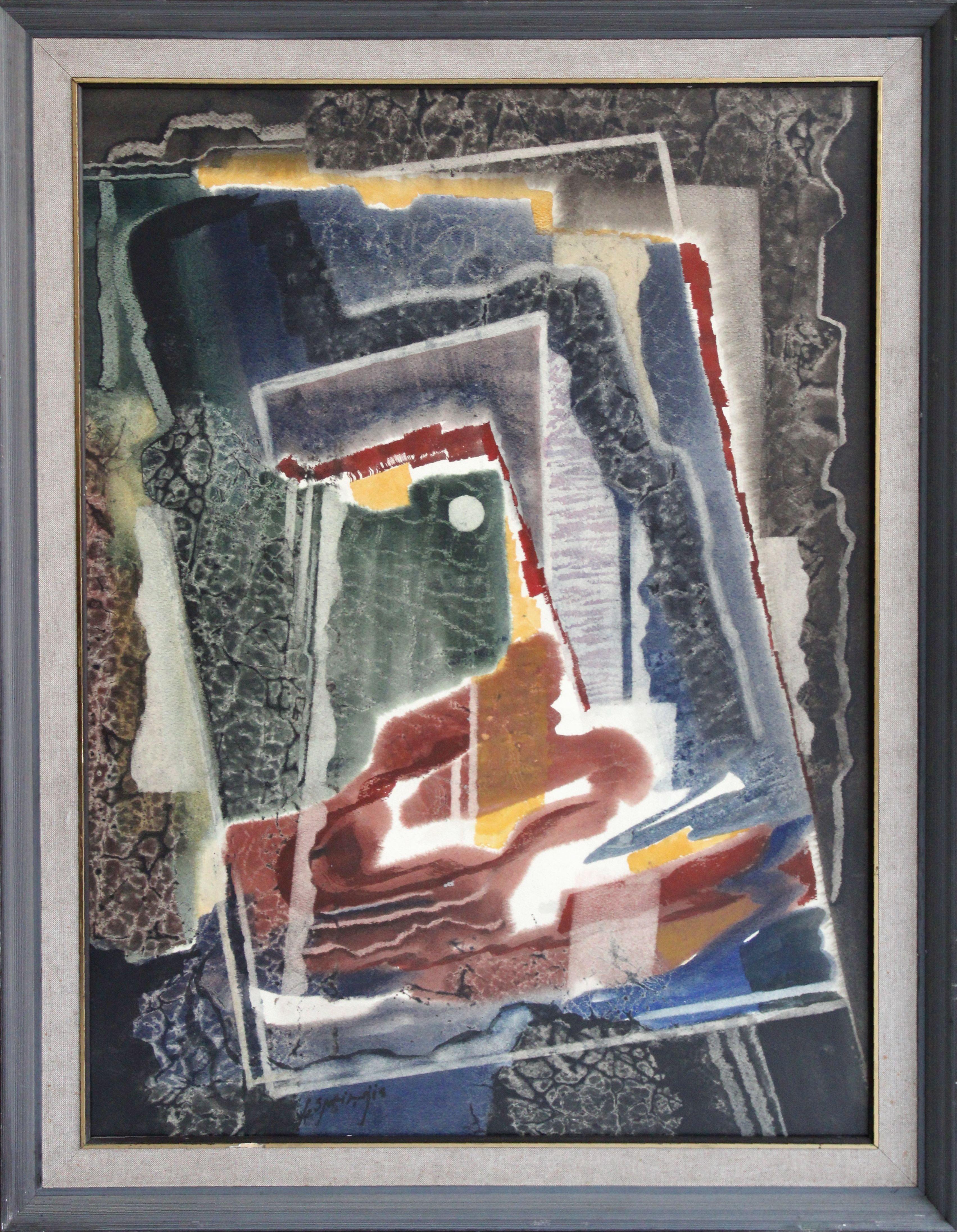 Abstract composition. 1994, paper, watercolor, 75 x 55 cm - Impressionist Art by Jekabs Arturs Springis 