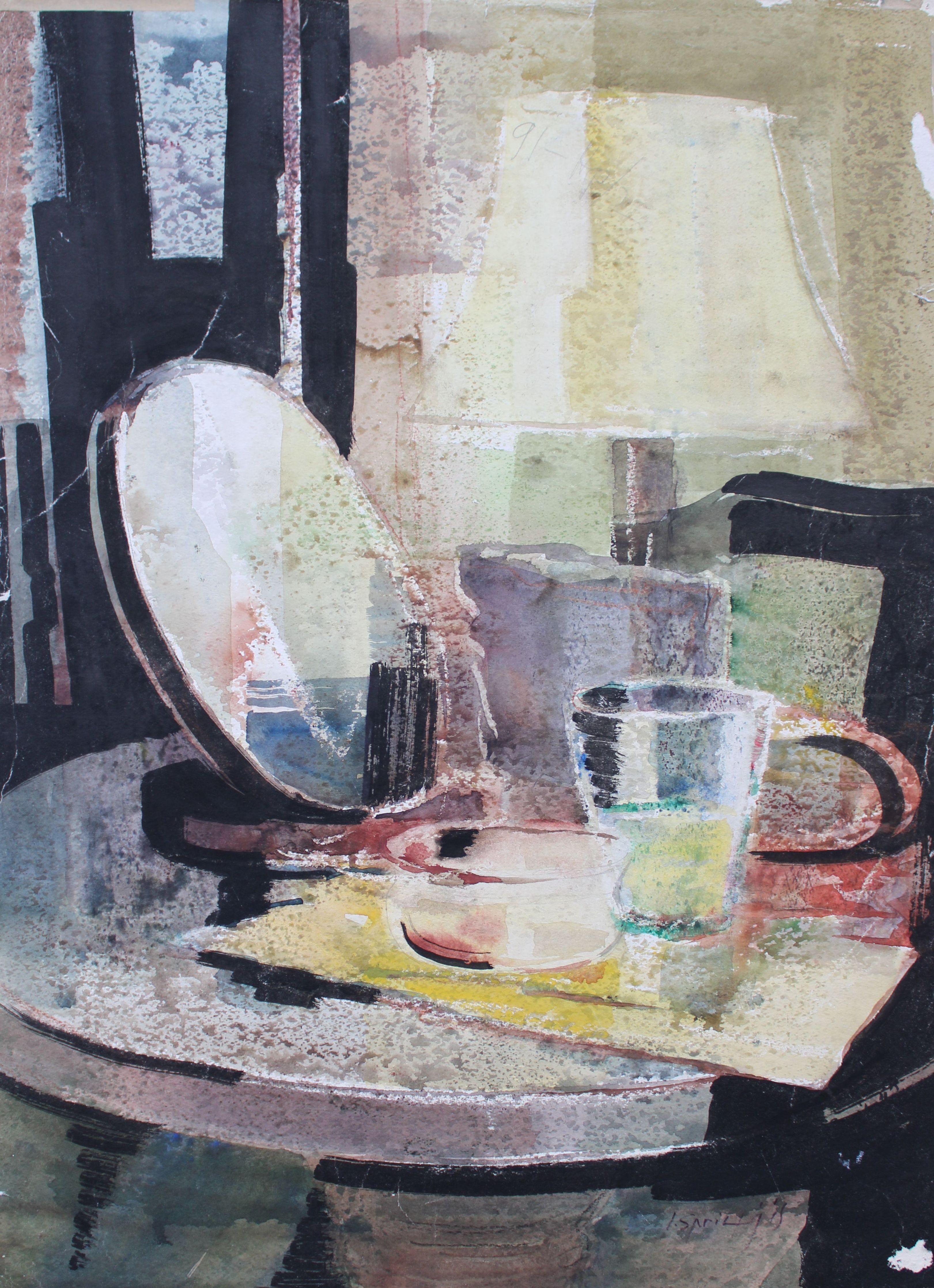 Blue flowers. Lamp (double-sided) 1991, watercolor on paper, 73x53 cm For Sale 3