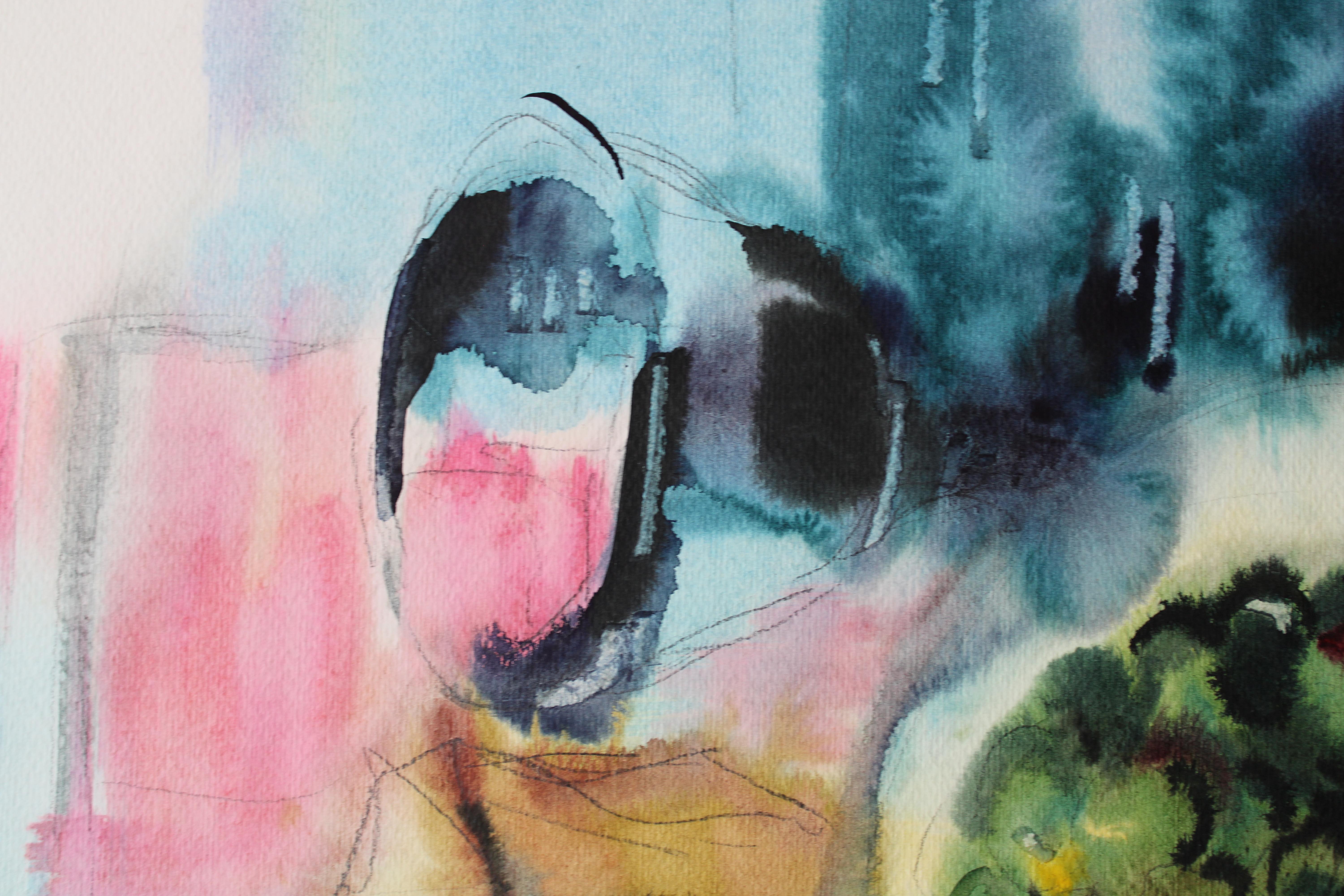 Still life with fruits. 1970's, watercolor on paper, 77x55 cm For Sale 1