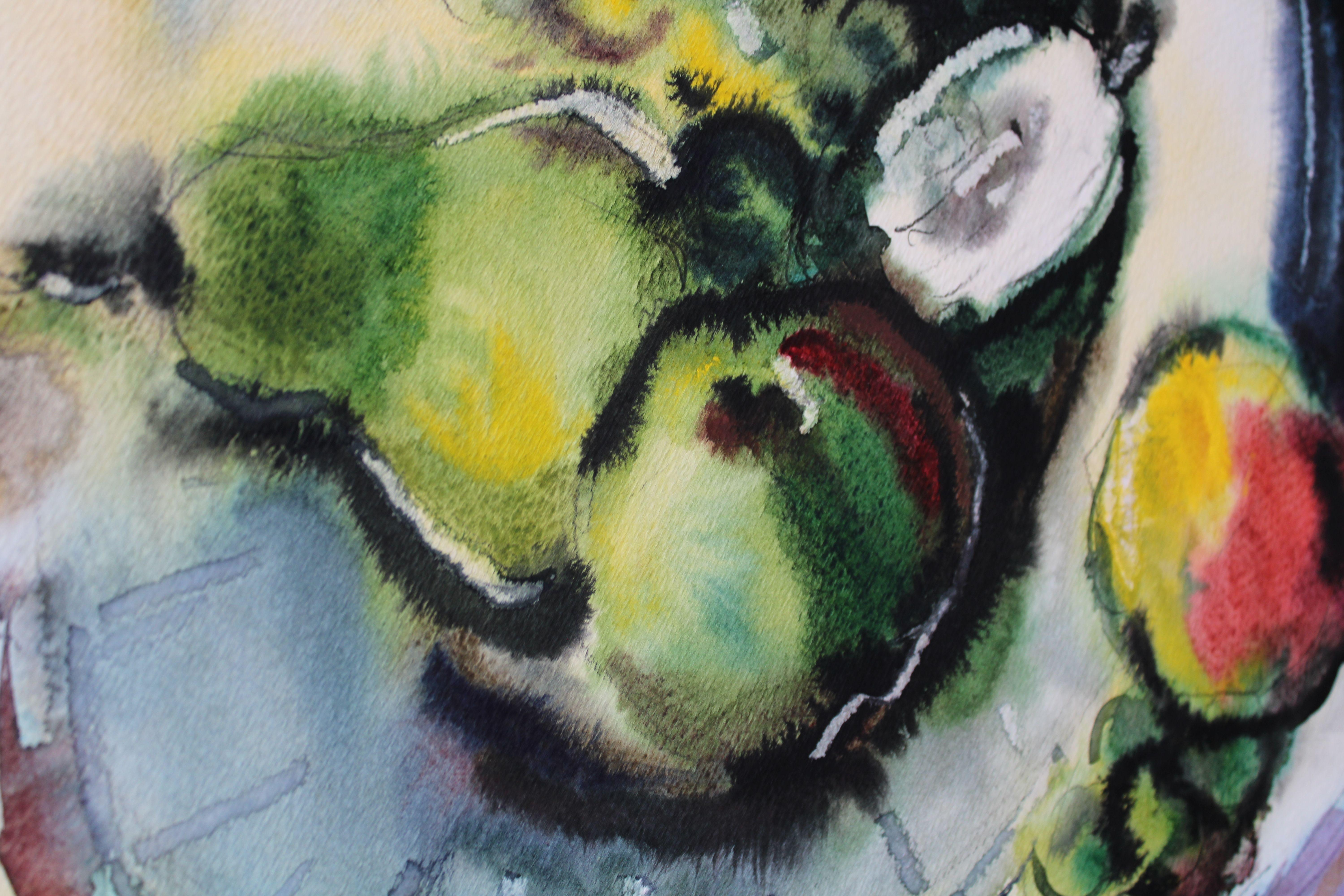 Still life with fruits. 1970's, watercolor on paper, 77x55 cm For Sale 2