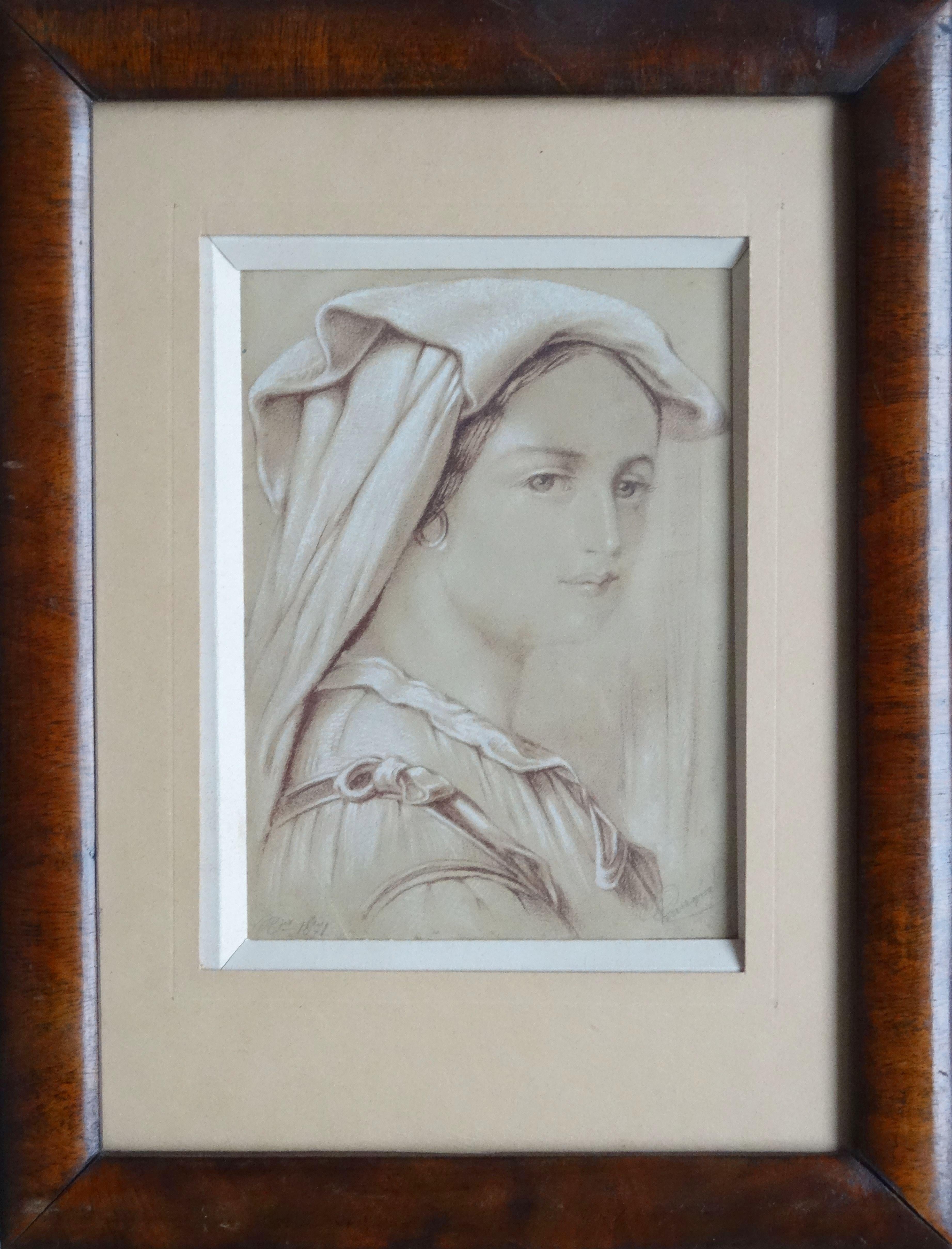 Italienisch. 1871, Papier, Mischtechnik, 20,5x15 cm (Realismus), Painting, von Aleksander Raczynski