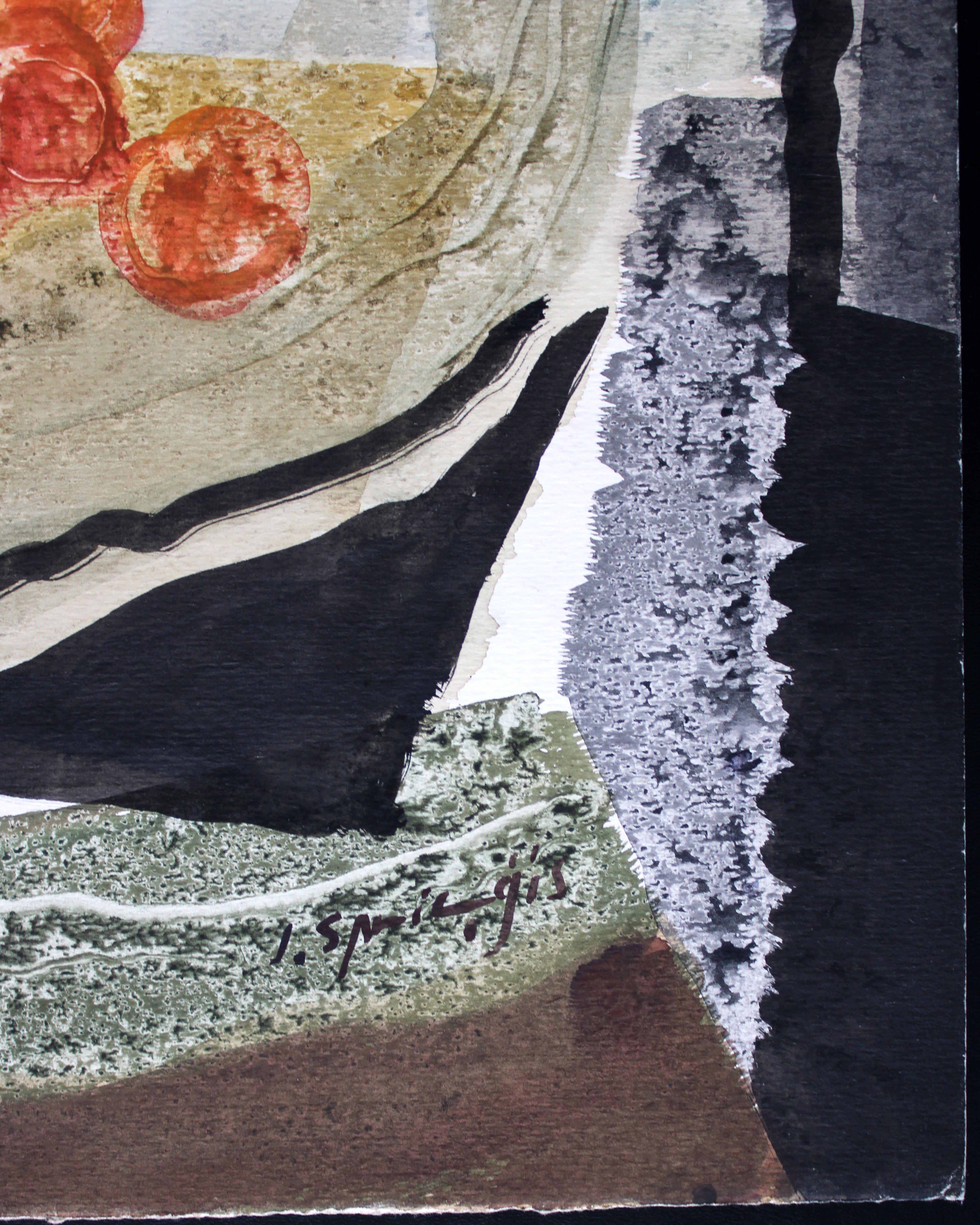 Still life with plums  1985, watercolor on paper, 74x55 cm (bilateral) - Impressionist Art by Jekabs Arturs Springis 