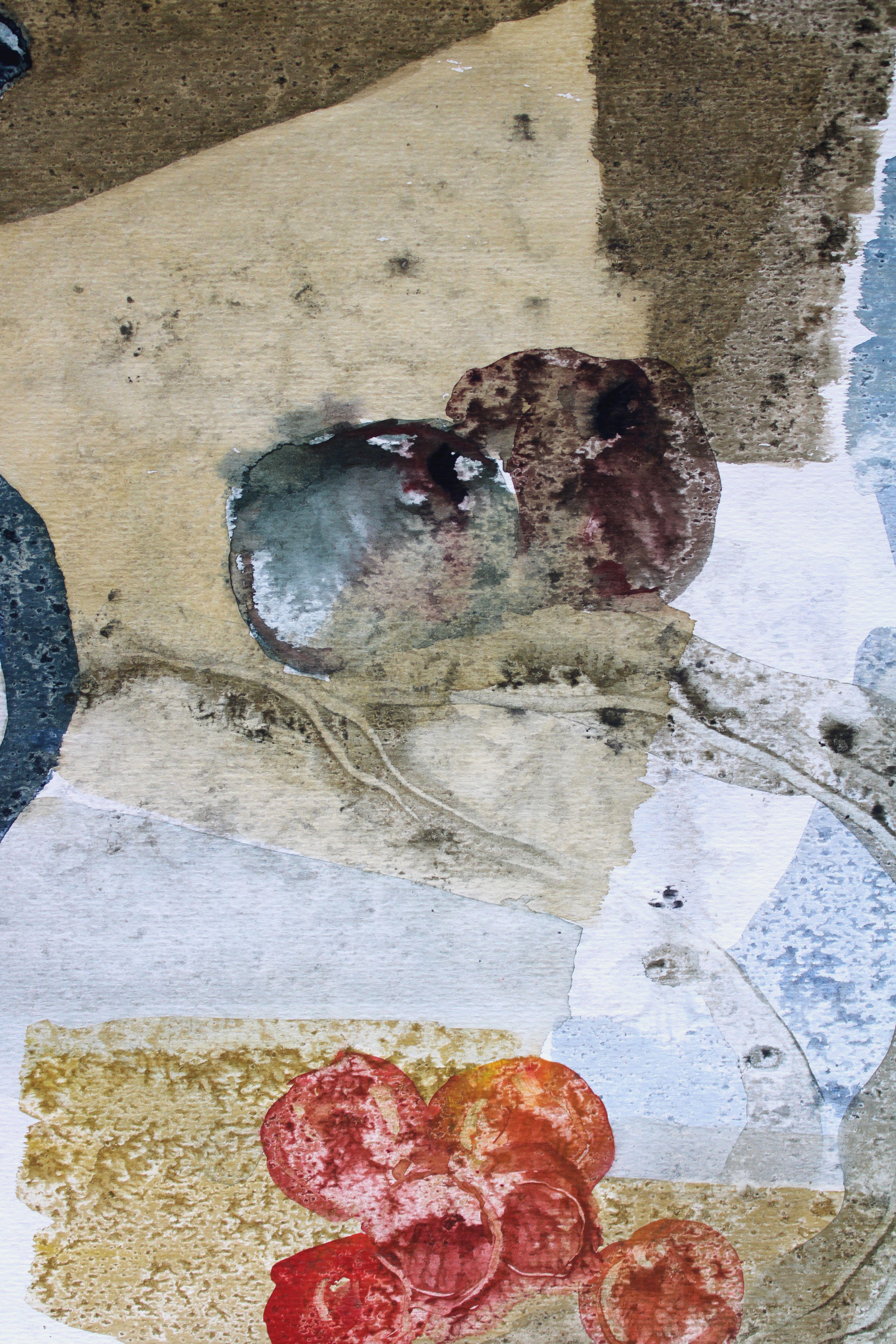 Still life with plums  1985, watercolor on paper, 74x55 cm (bilateral) - Gray Still-Life by Jekabs Arturs Springis 