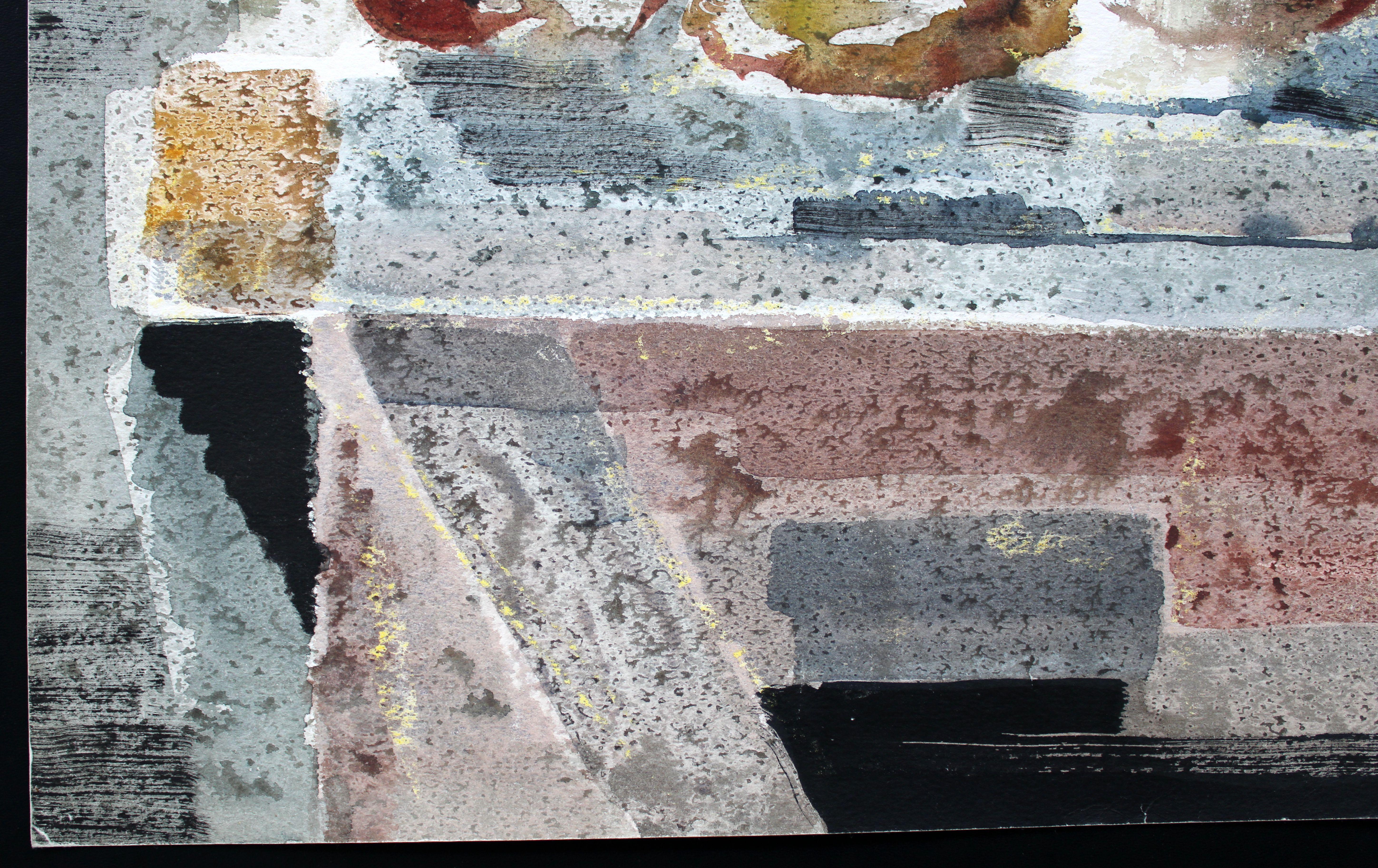 Funghi con cestino. 1978, acquerello su carta, 75x55 cm - Still-Life Grigio di Jekabs Arturs Springis 