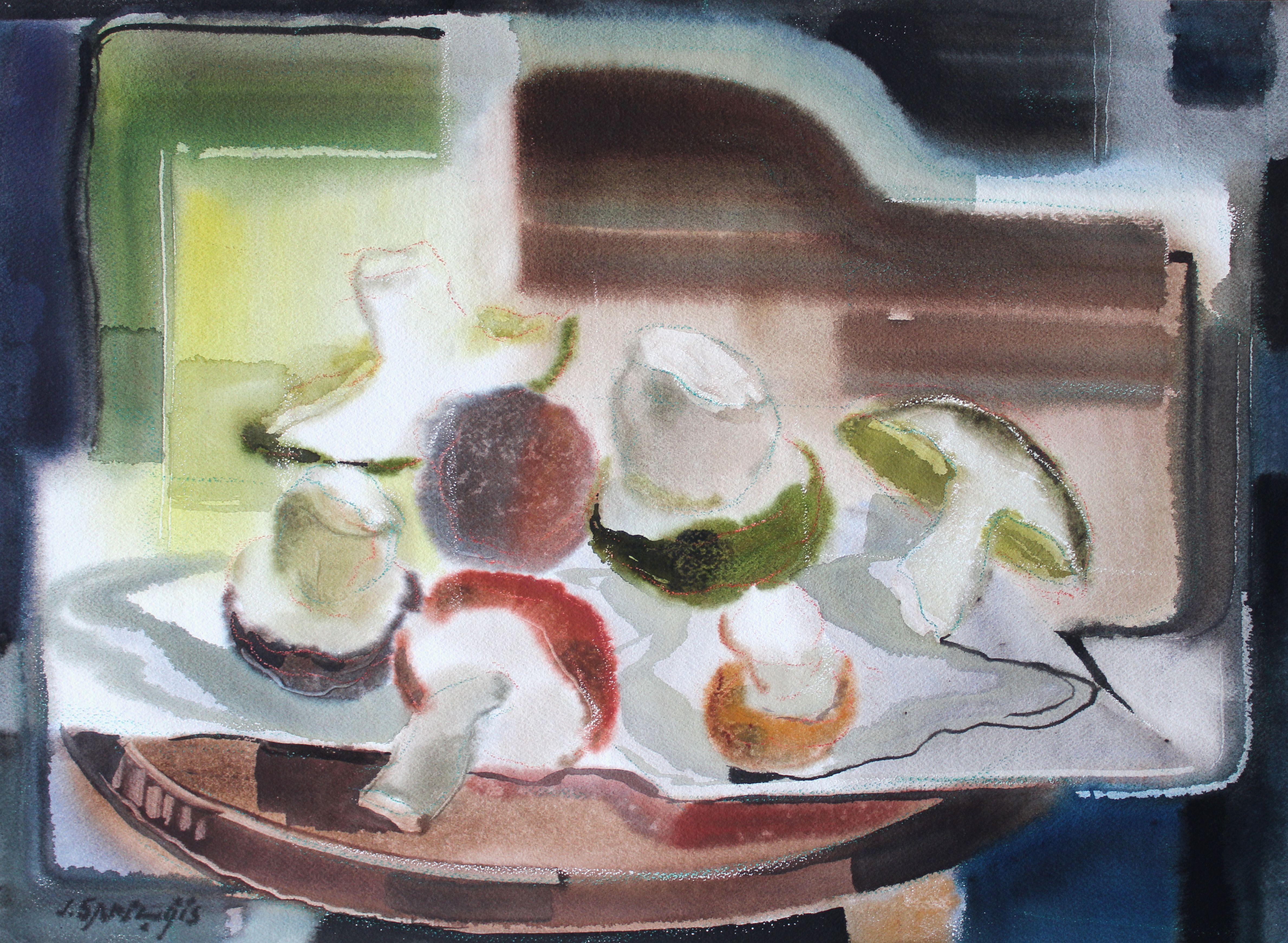 Jekabs Arturs Springis  Still-Life – Pilze  1980er Jahre, Aquarell auf Papier, 54x75 cm