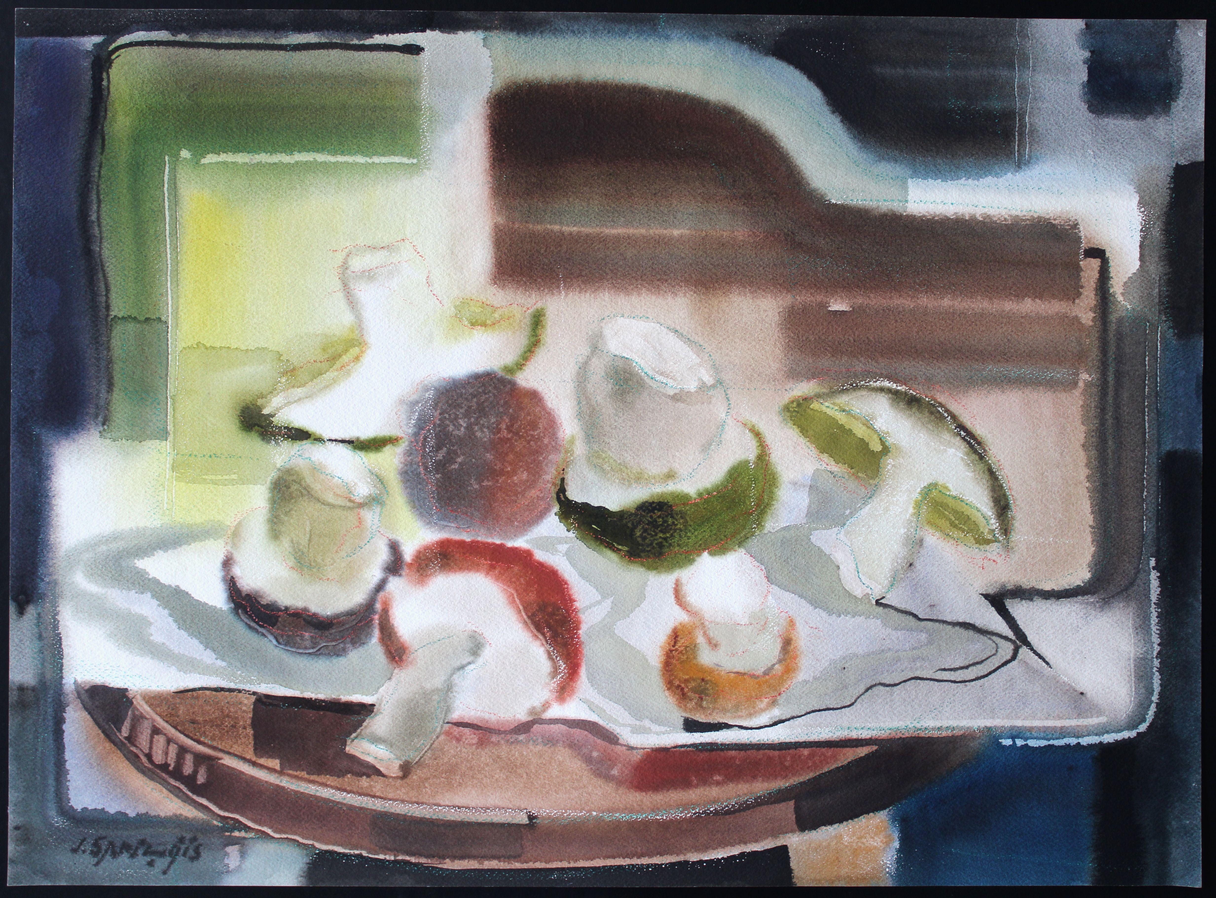 Pilze  1980er Jahre, Aquarell auf Papier, 54x75 cm – Art von Jekabs Arturs Springis 