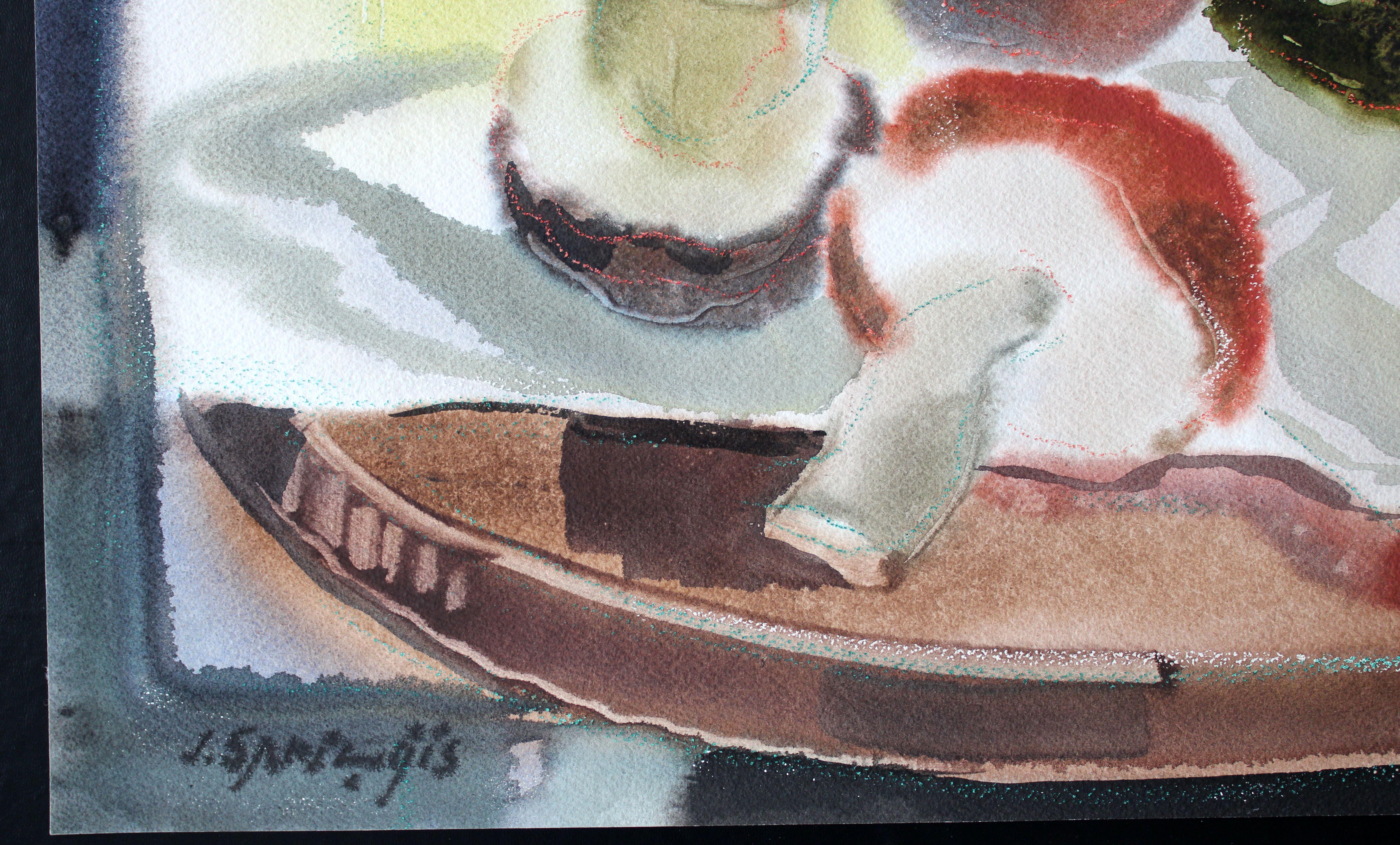 Pilze  1980er Jahre, Aquarell auf Papier, 54x75 cm (Impressionismus), Art, von Jekabs Arturs Springis 
