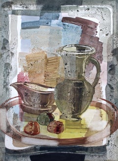 Still life with tray  1980's, watercolor on paper, 75x55 cm
