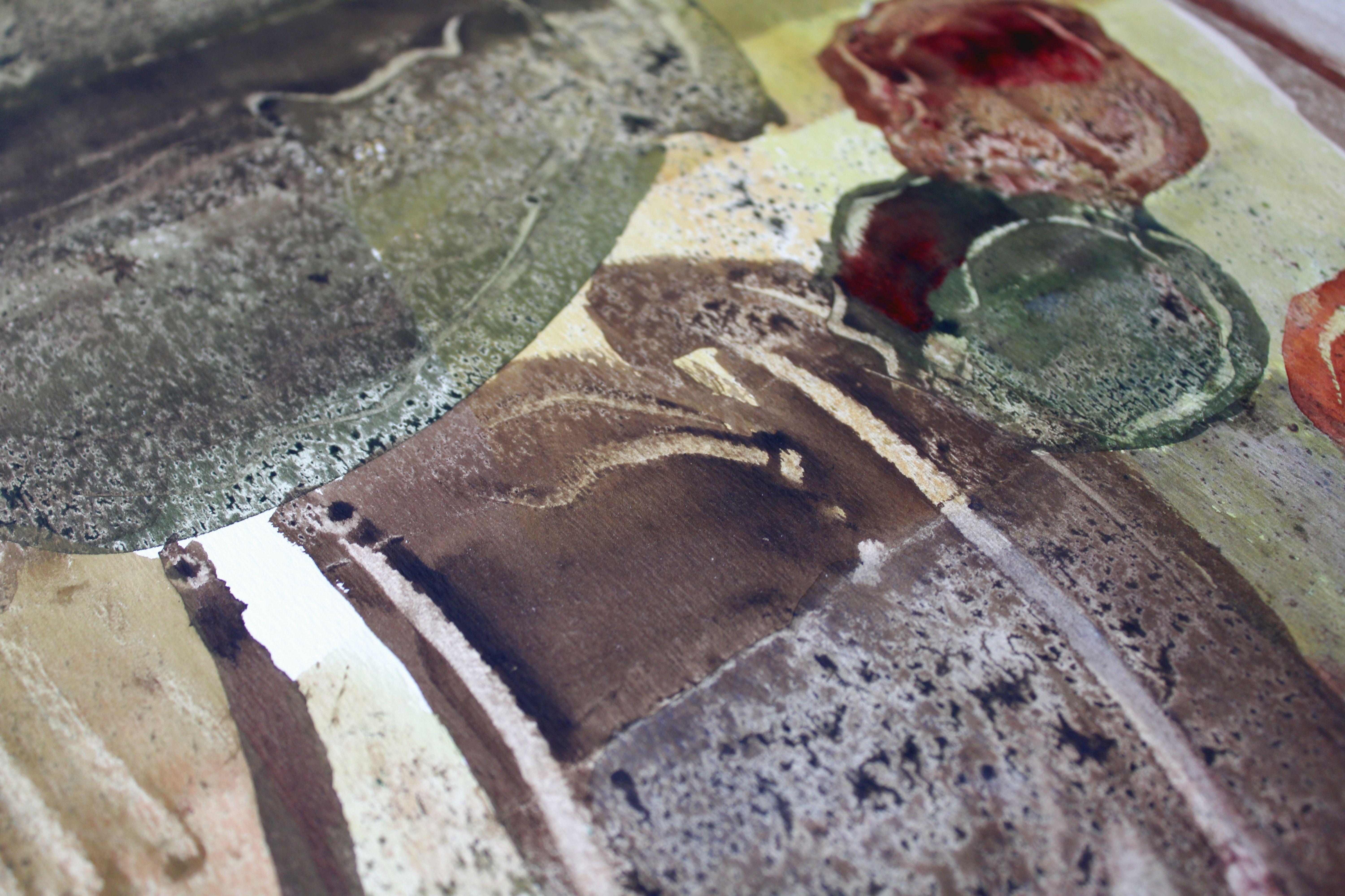 Natura morta con vassoio  Anni '80, acquerello su carta, 75x55 cm in vendita 3