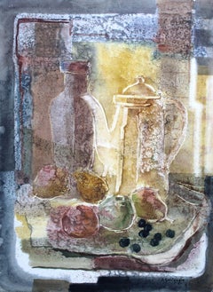 Dishes with olives  1984, watercolor on paper, 74, 5 x 55 cm
