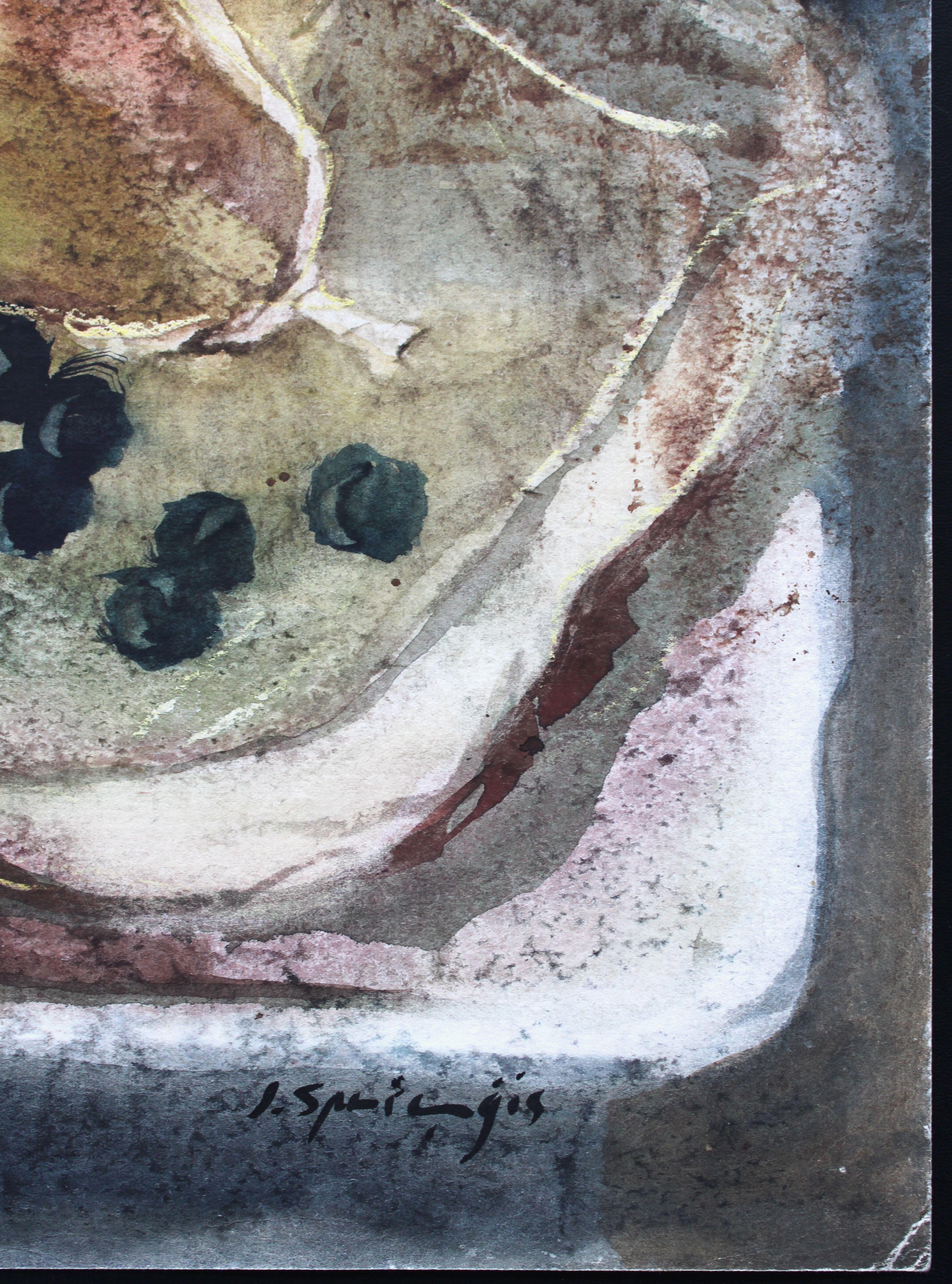 Piatti con Oliver  1984, acquerello su carta, 74, 5 x 55 cm - Painting Impressionismo di Jekabs Arturs Springis 