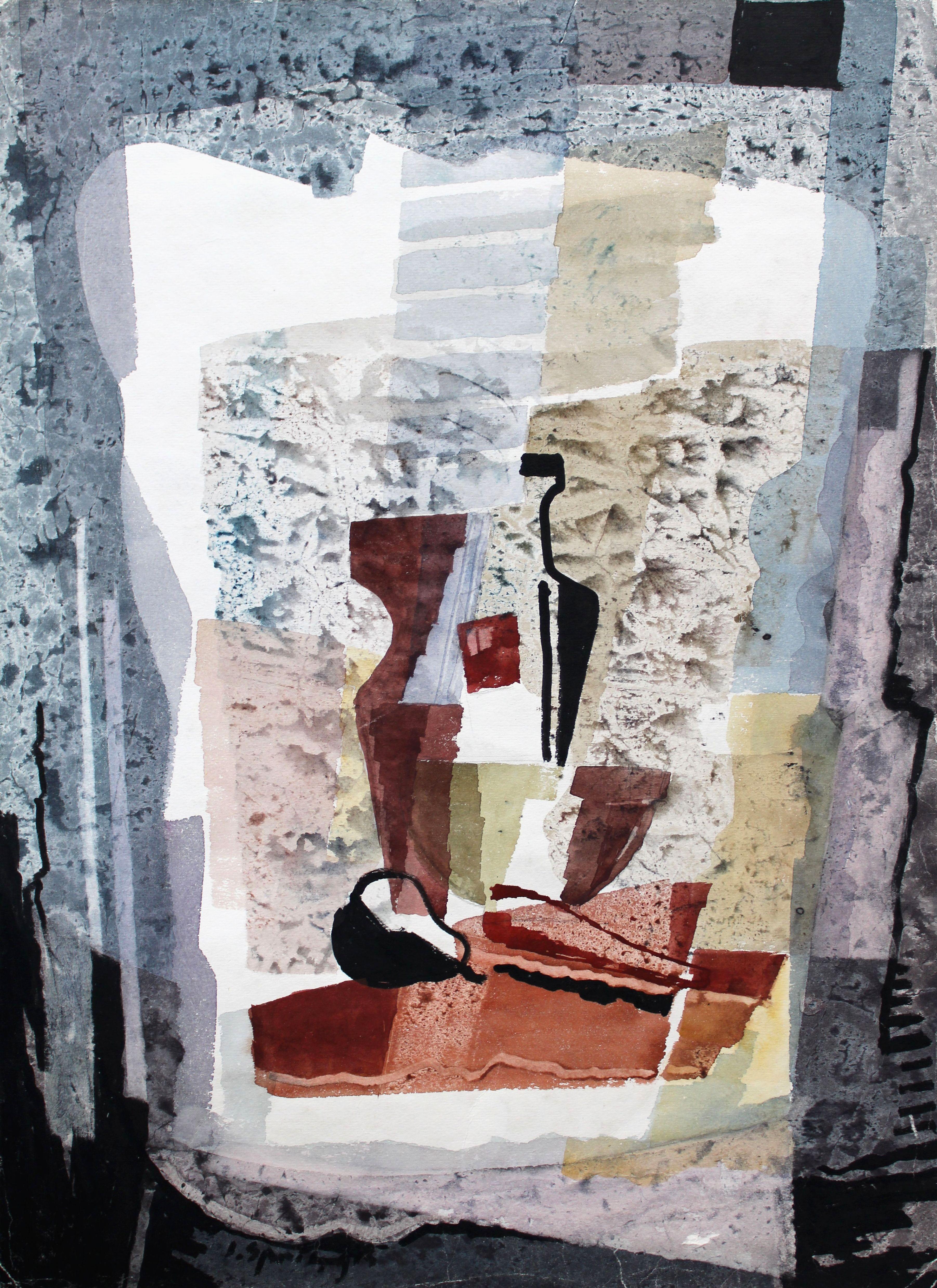 Composición con cuenco partido. Acuarela sobre papel, 73x54 cm