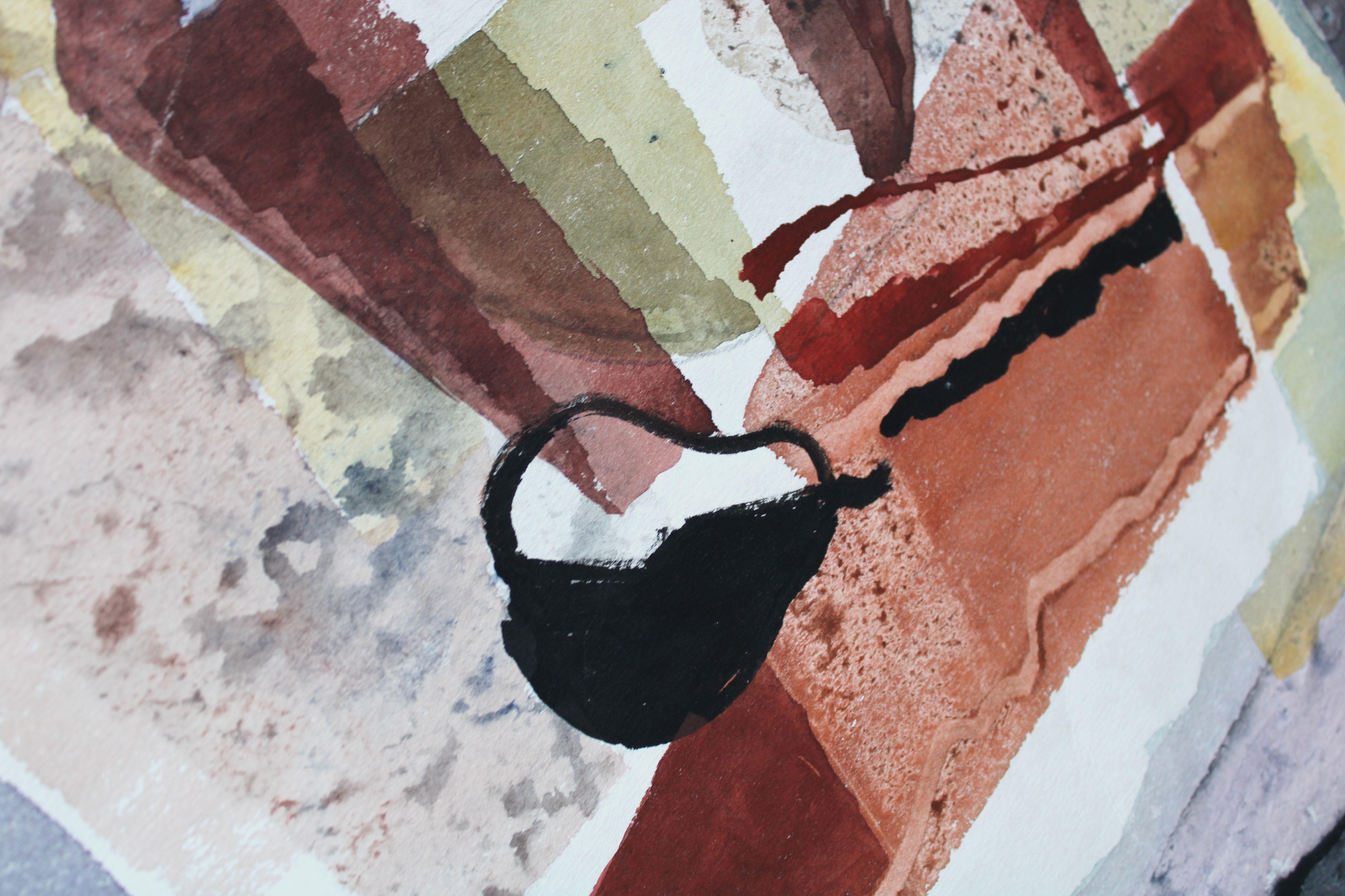 Composition with split bowl. Watercolor on paper, 73x54 cm For Sale 1
