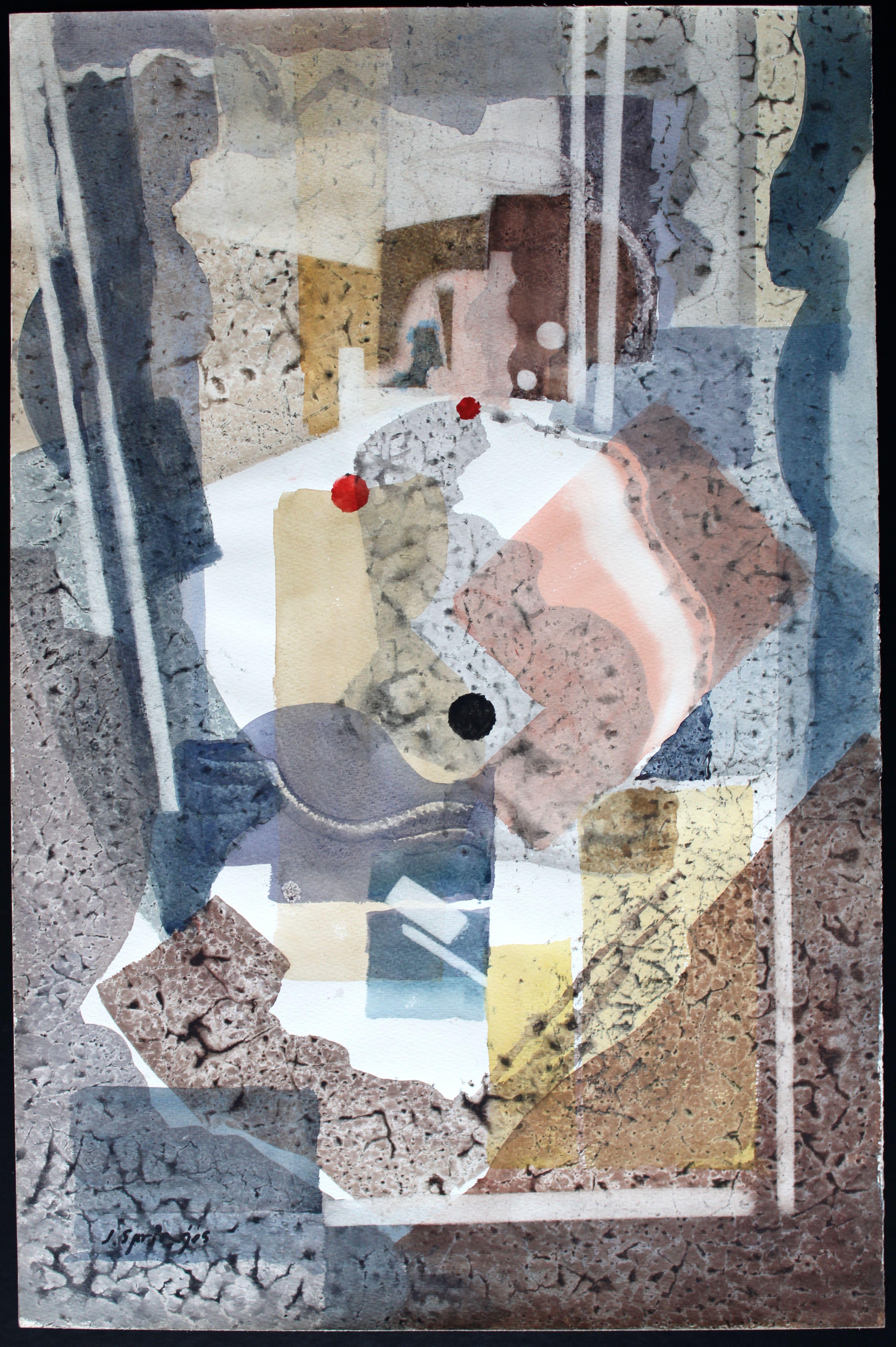 Composition. May 27. 1992, watercolor on paper, 73x48 cm - Painting by Jekabs Arturs Springis 