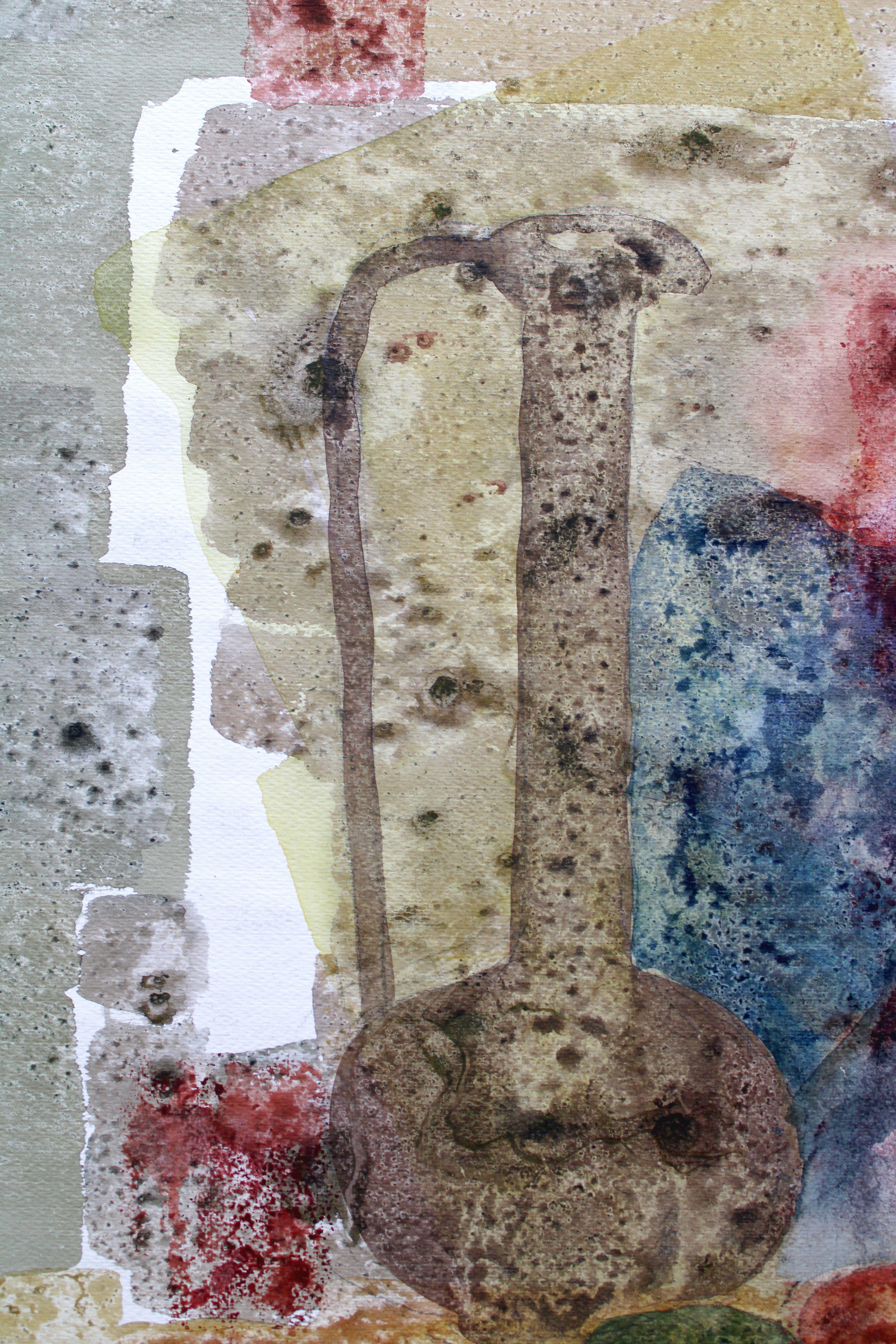 Still life with east carafe. 1981, watercolor on paper, 75, 5 x 55, 5 cm - Gray Still-Life Painting by Jekabs Arturs Springis 