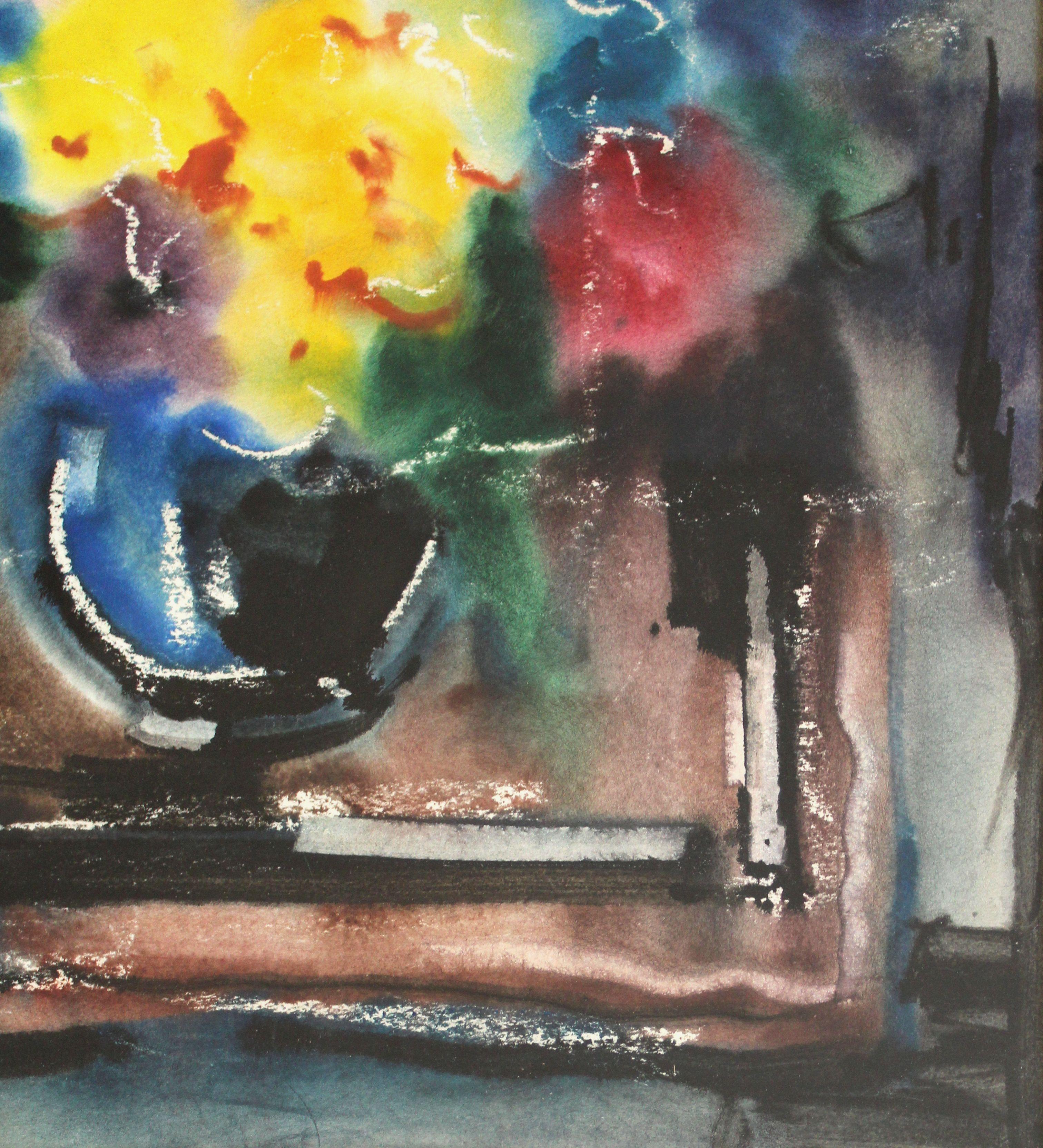 Fiori. 1970s. Carta, acquerelli. 75, 5 x 54, 5 cm - Painting Impressionismo di Jekabs Arturs Springis 