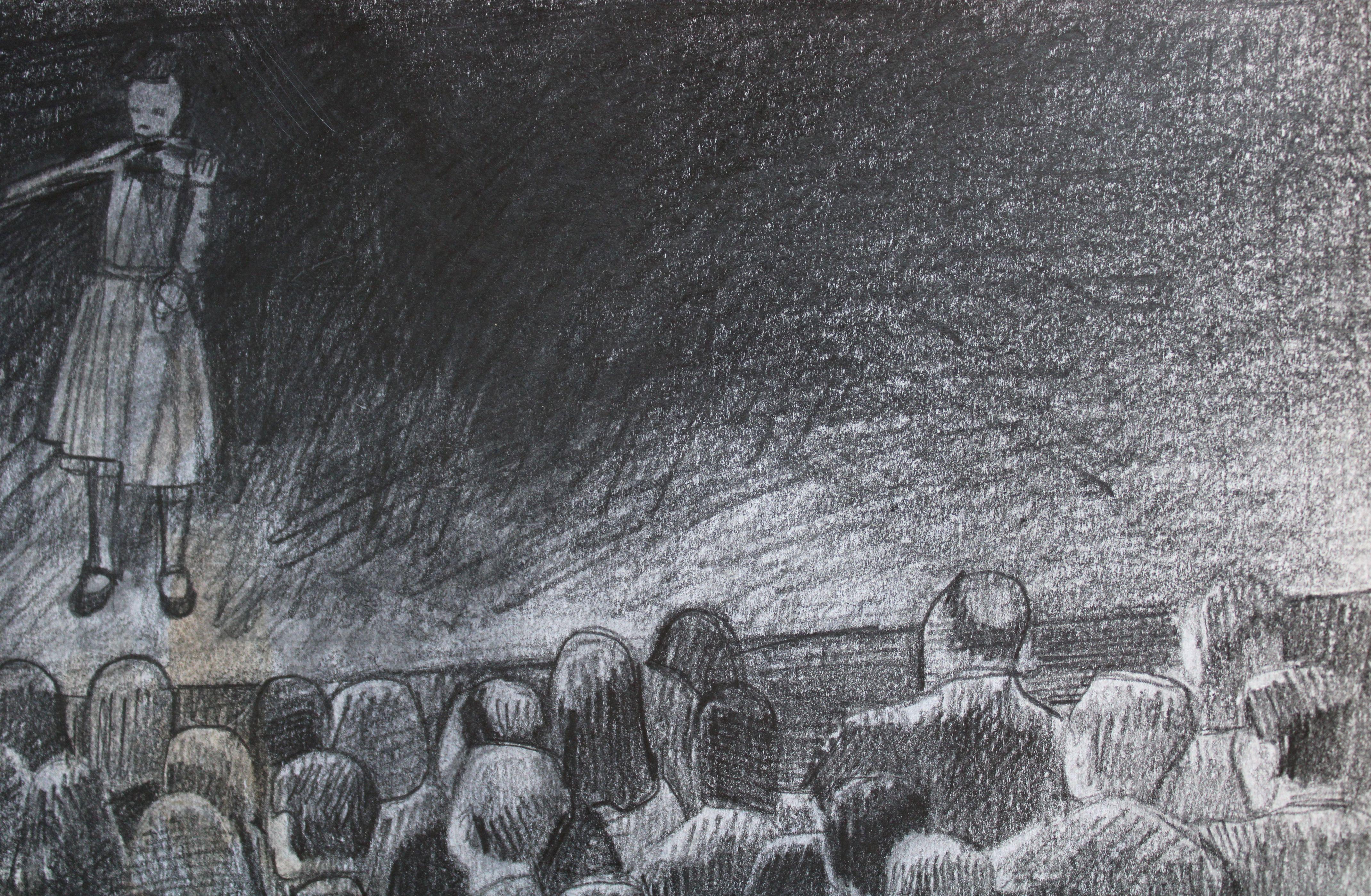 The little violinist. 2021., pencil, paper, 25x25 cm For Sale 2