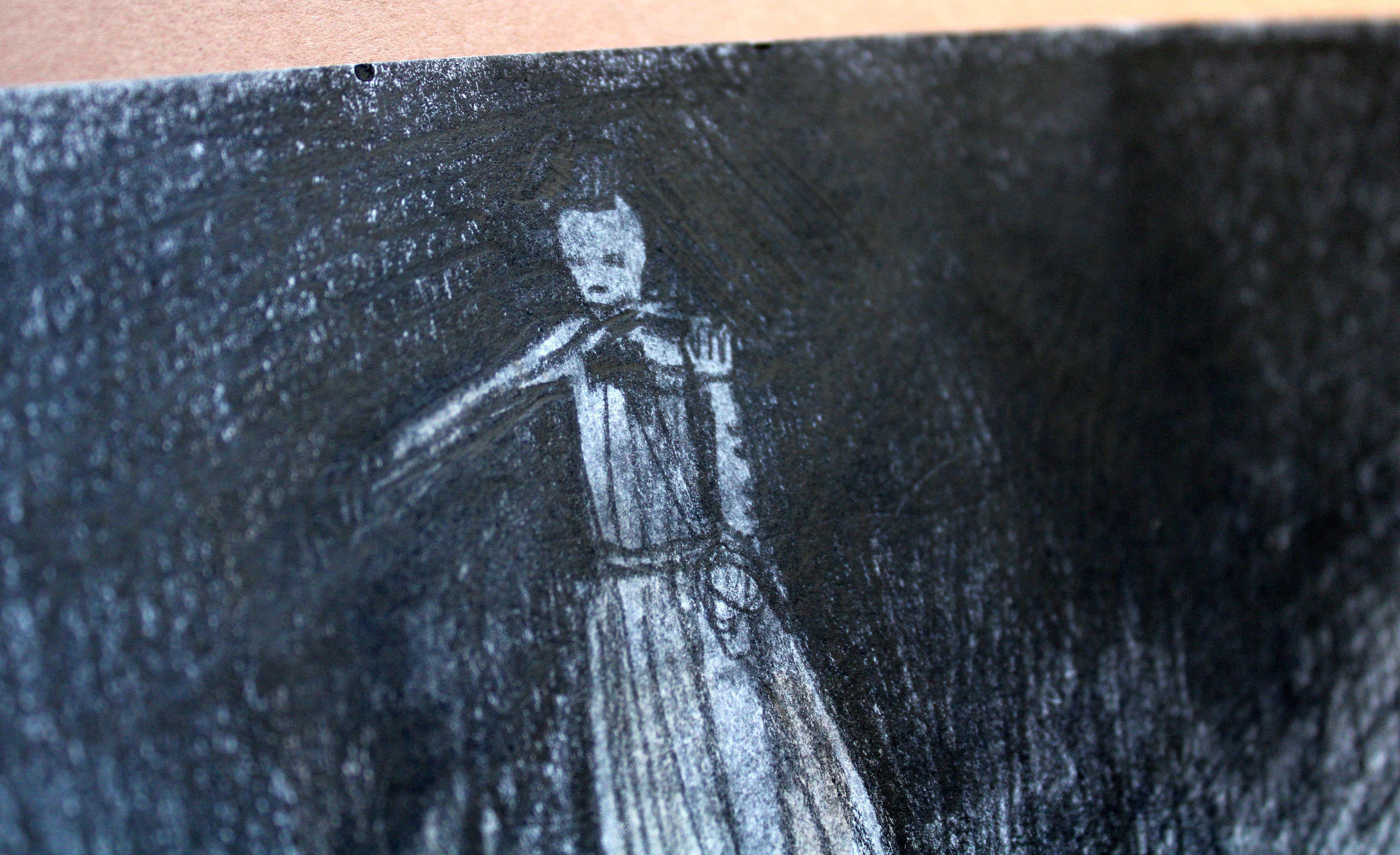 The little violinist. 2021., pencil, paper, 25x25 cm For Sale 4