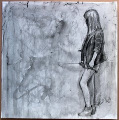 A girl with a cigarette. 2021, watercolor, paper, 25x25 cm