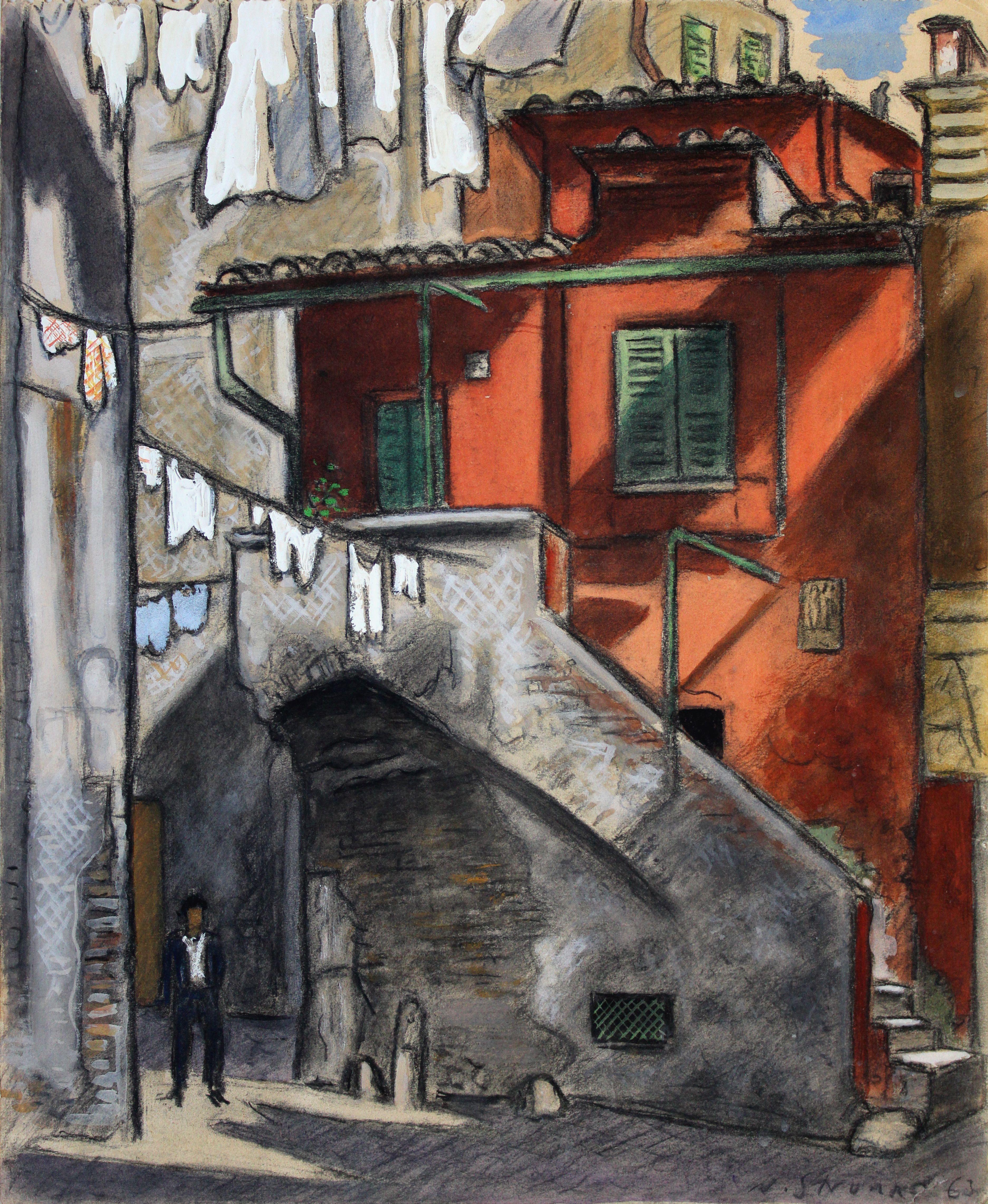 Roma. Trastevere. 1963 carta, tecnica mista, 45x37 cm