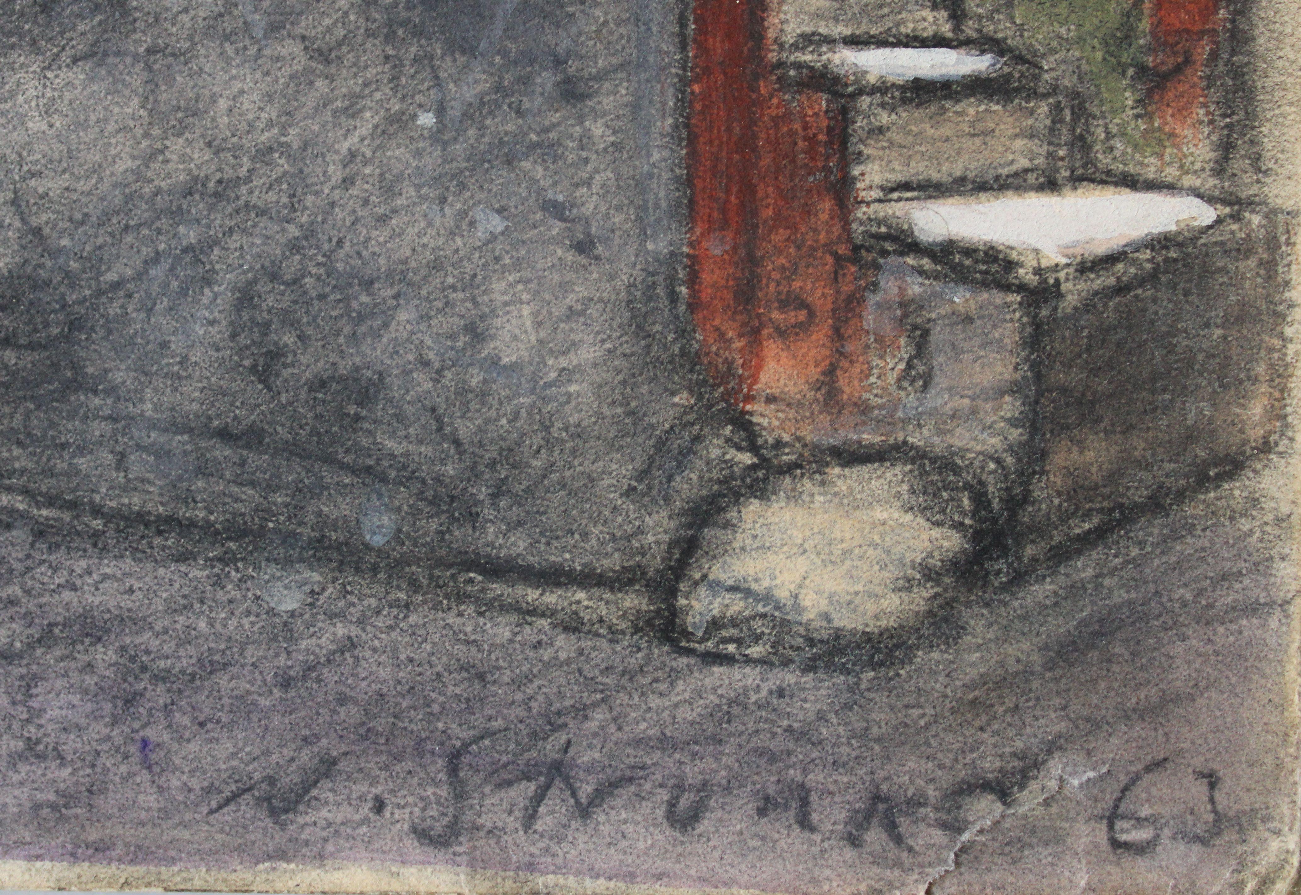 Roma. Trastevere 1963 papel, técnica mixta, 45x37 cm - Art de Niklavs Strunke