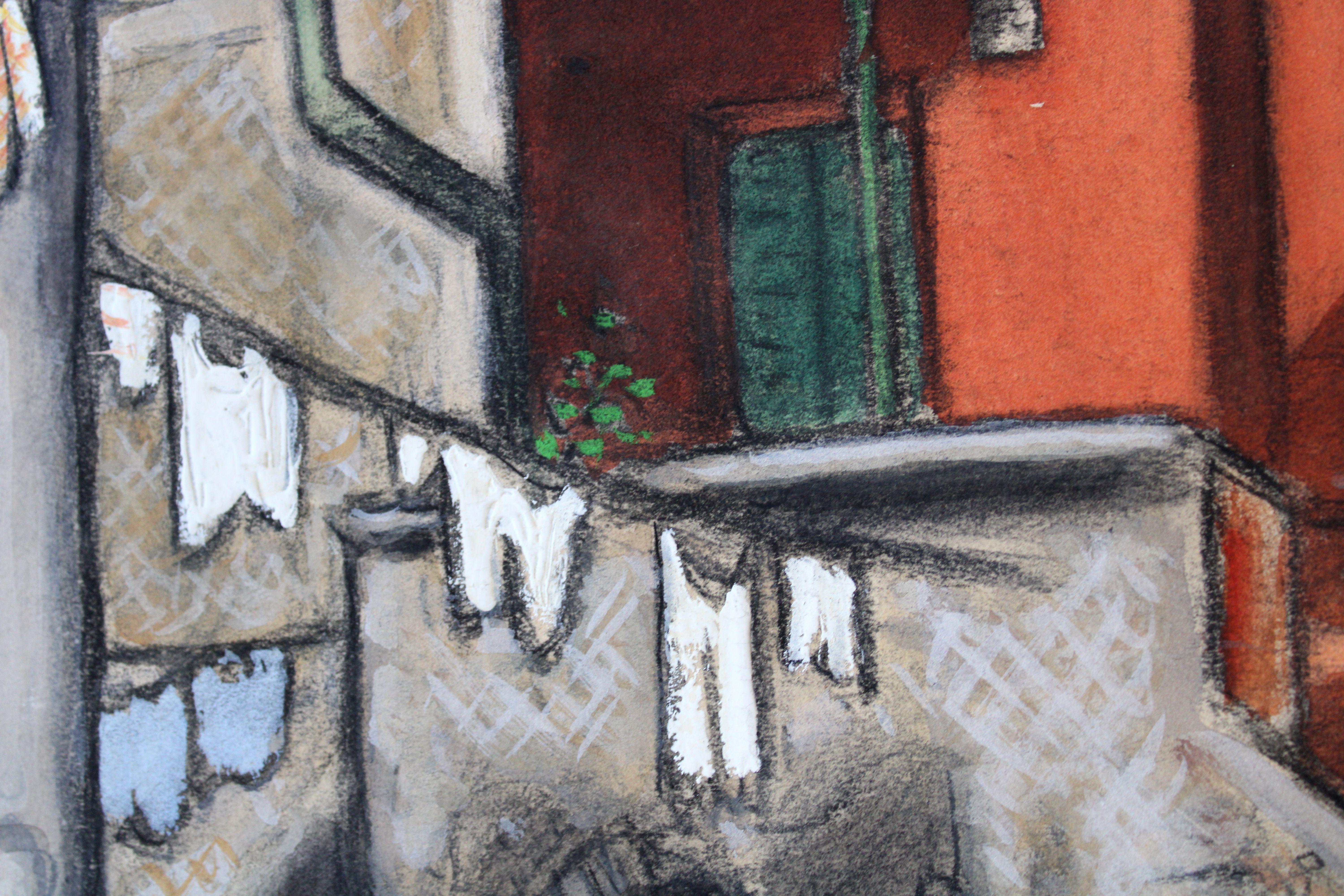 Roma. Trastevere 1963 papel, técnica mixta, 45x37 cm en venta 1