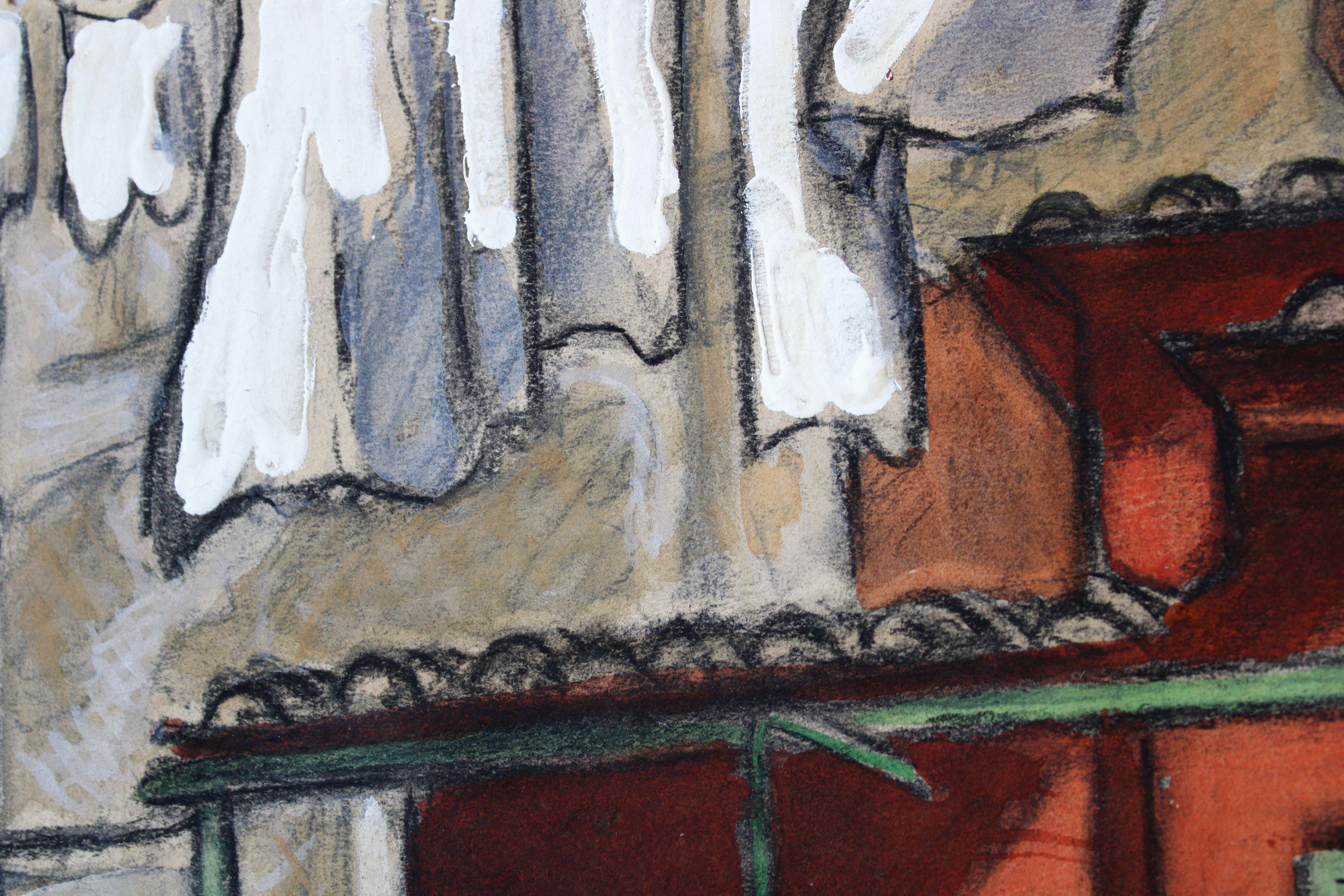 Roma. Trastevere 1963 papel, técnica mixta, 45x37 cm en venta 2