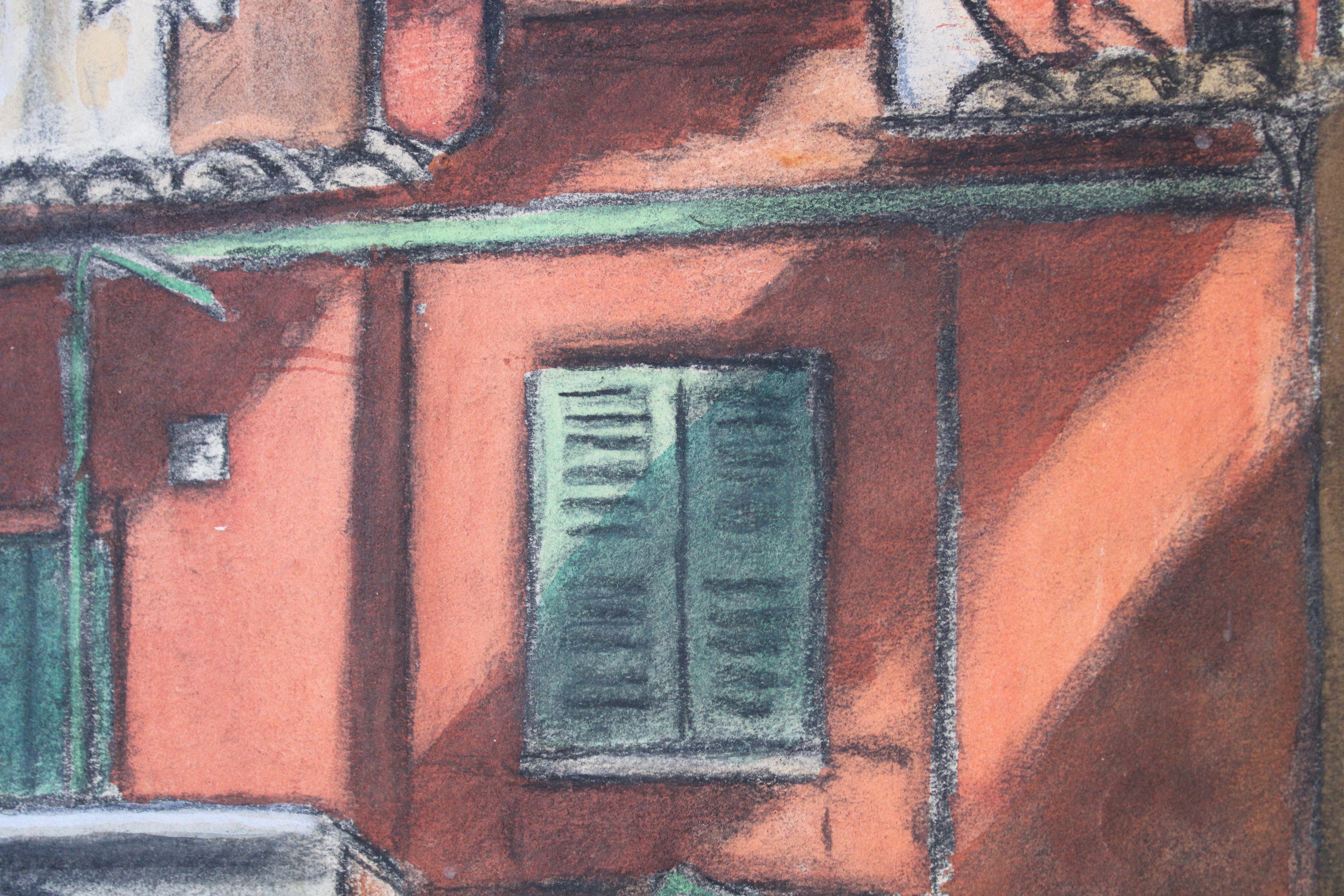 Roma. Trastevere 1963 papel, técnica mixta, 45x37 cm - Figurative Art Negro de Niklavs Strunke